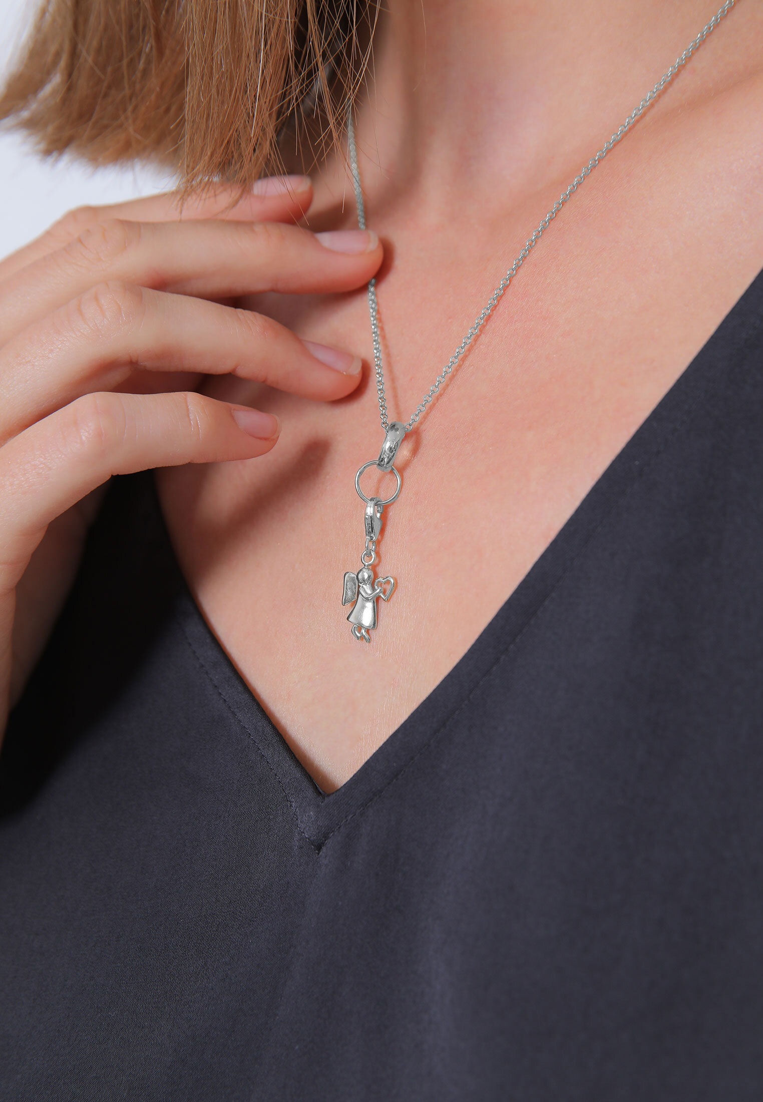 Elli Charm-Einhänger »Charm Schutzengel Herz Talisman Glücksbringer 925 Silber«
