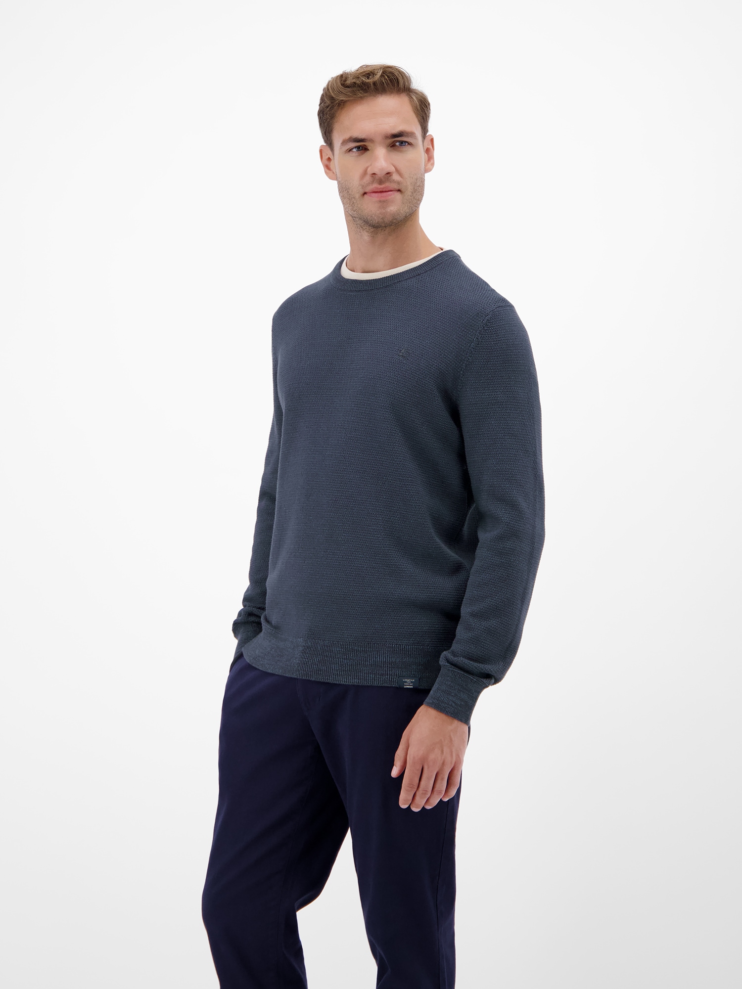 LERROS Strickpullover »Herren Strickpullover in Twist-Struktur« Rundhalsausschnitt, weicher Stoff, langärmlig, normale Passform