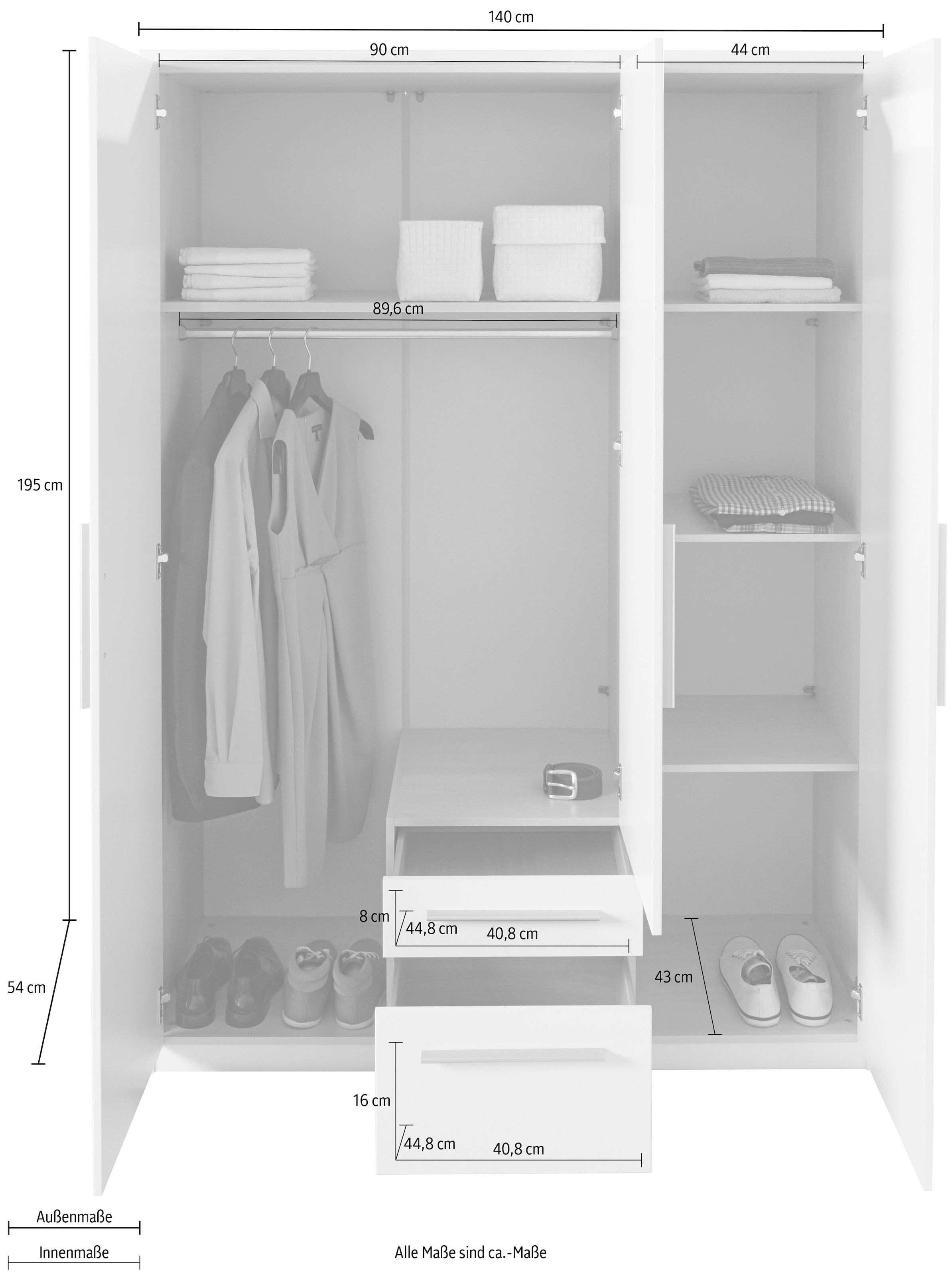 priess Kleiderschrank in 3 Breiten