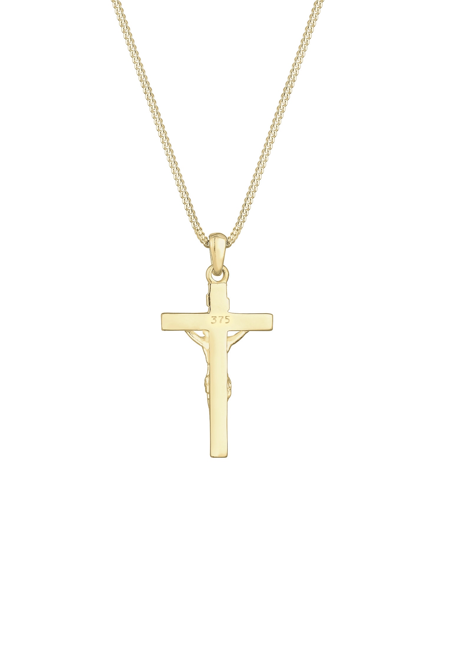 Elli Premium Kette mit Anhänger »Halskette Kreuz 375 Gelbgold«