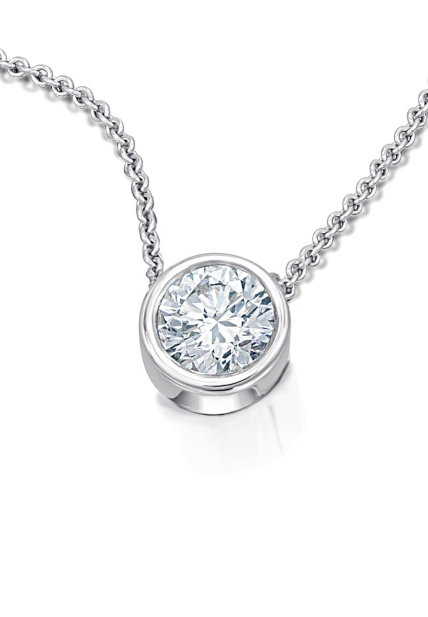 Kette ohne Anhänger »0.15 ct Diamant Brillant Zarge Halskette aus 950 Platin  45 cm Ø...