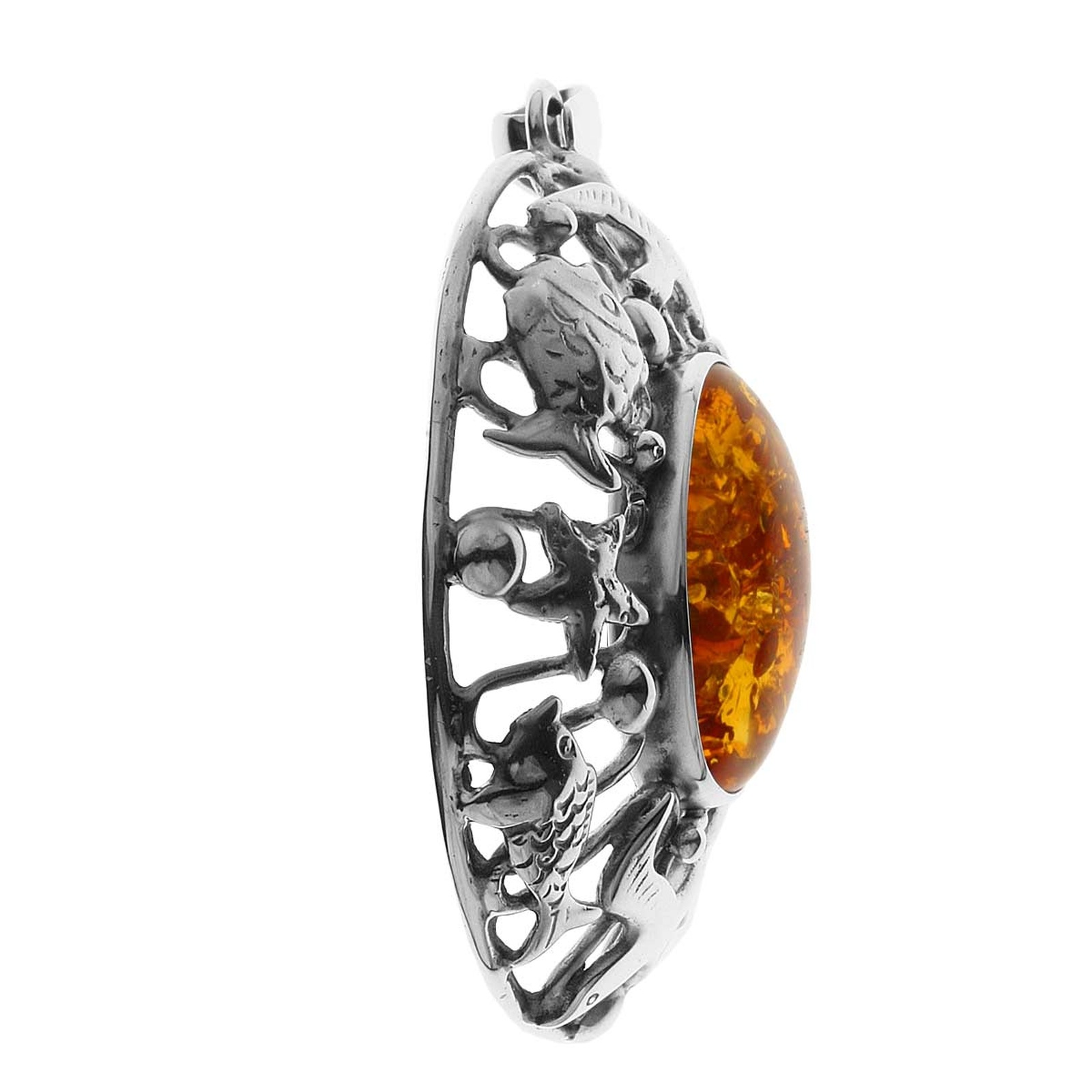 OSTSEE-SCHMUCK Kettenanhänger »- Fischland 56x35 mm - Silber 925/000 - Bernstein«