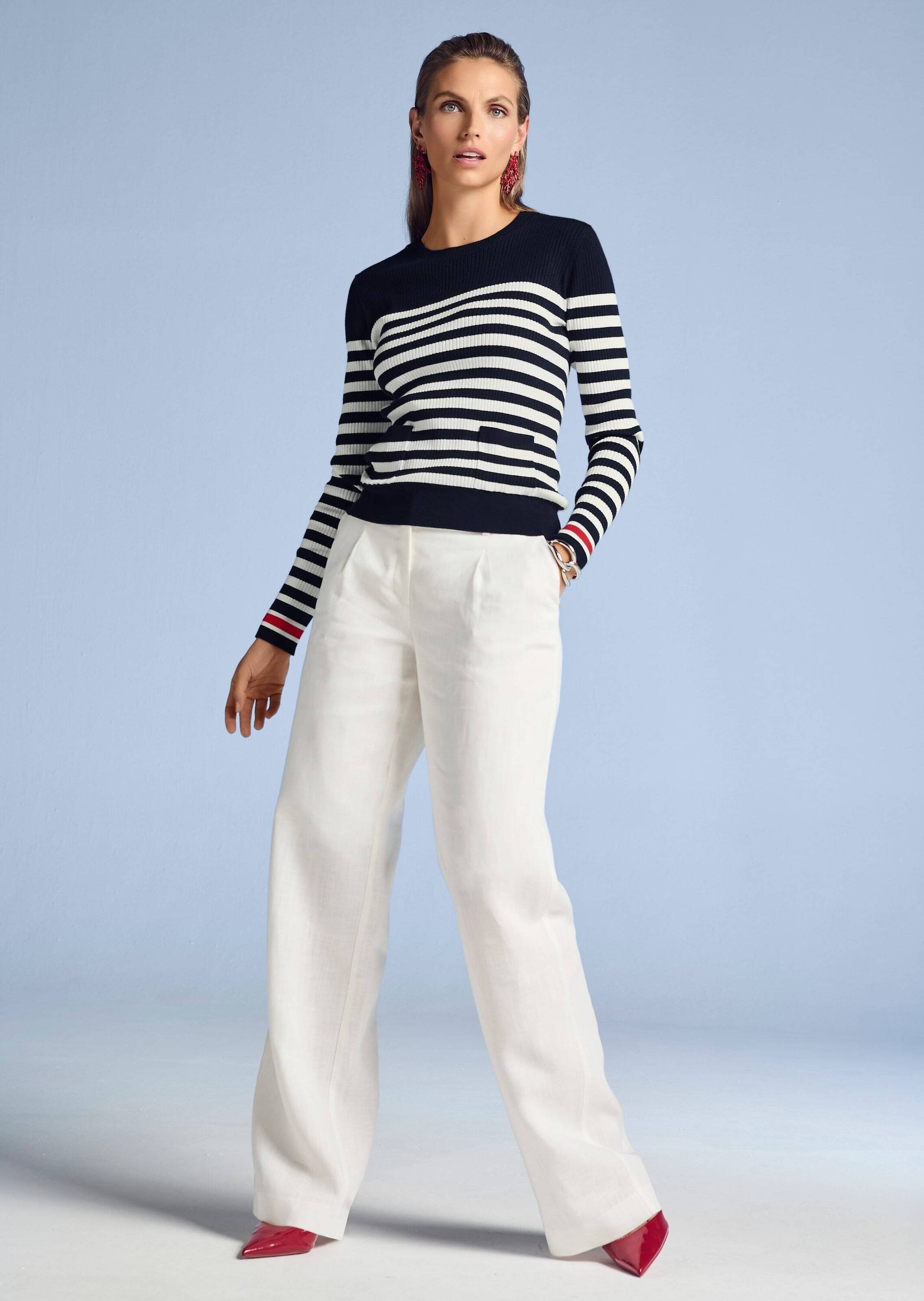 MADELEINE Longpullover »Streifenpullover Feinstrickpullover mit Streifenmuster«