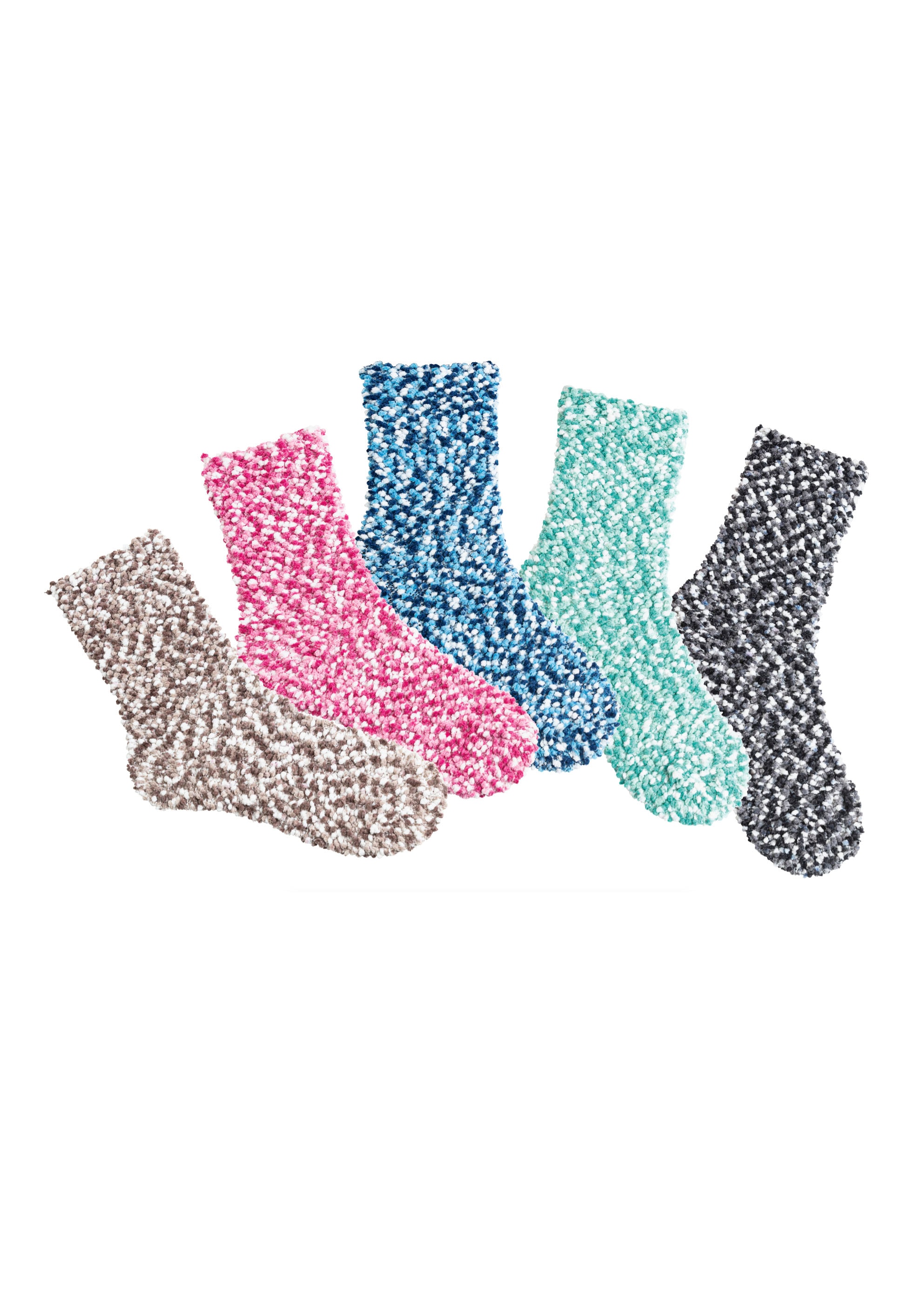 Lavana Kuschelsocken, (Packung, 5 Paar), Multifarbe Bettsocken mit weichem Noppengarn