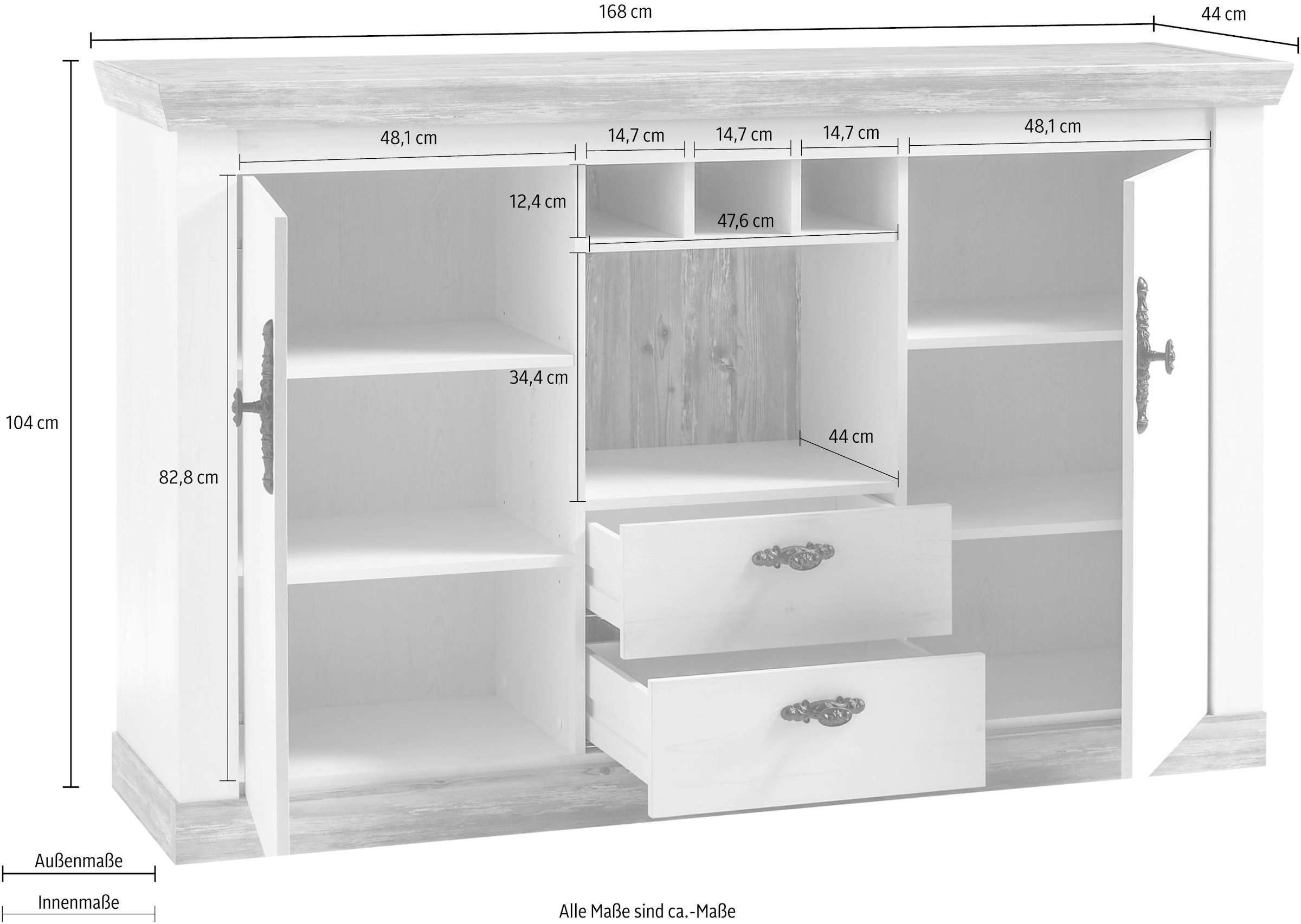 Home affaire Sideboard »Florenz«, Breite kaufen im romantischen OTTO 168 cm Landhaus-Look, bei