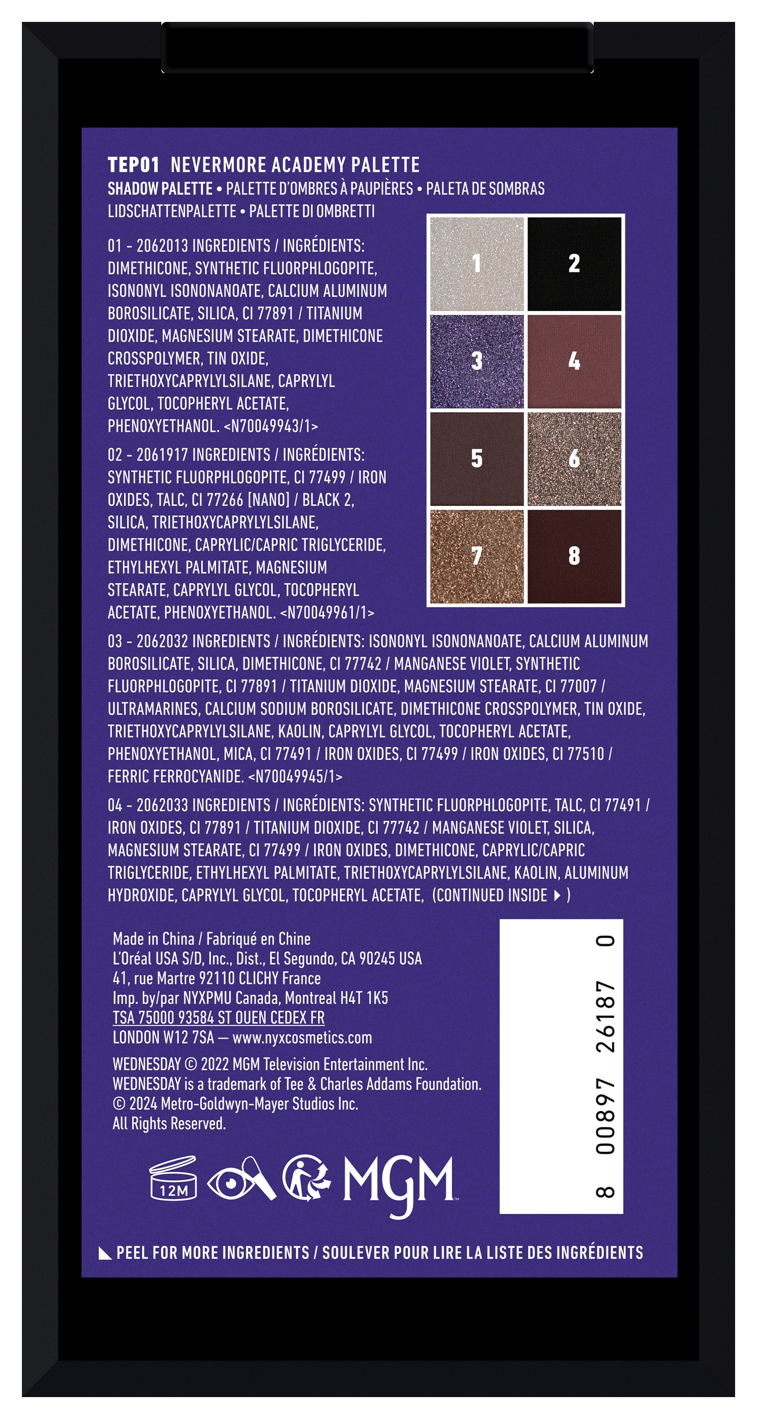 NYX Lidschatten-Palette »Wednesday The Nevermore Academy Palette«