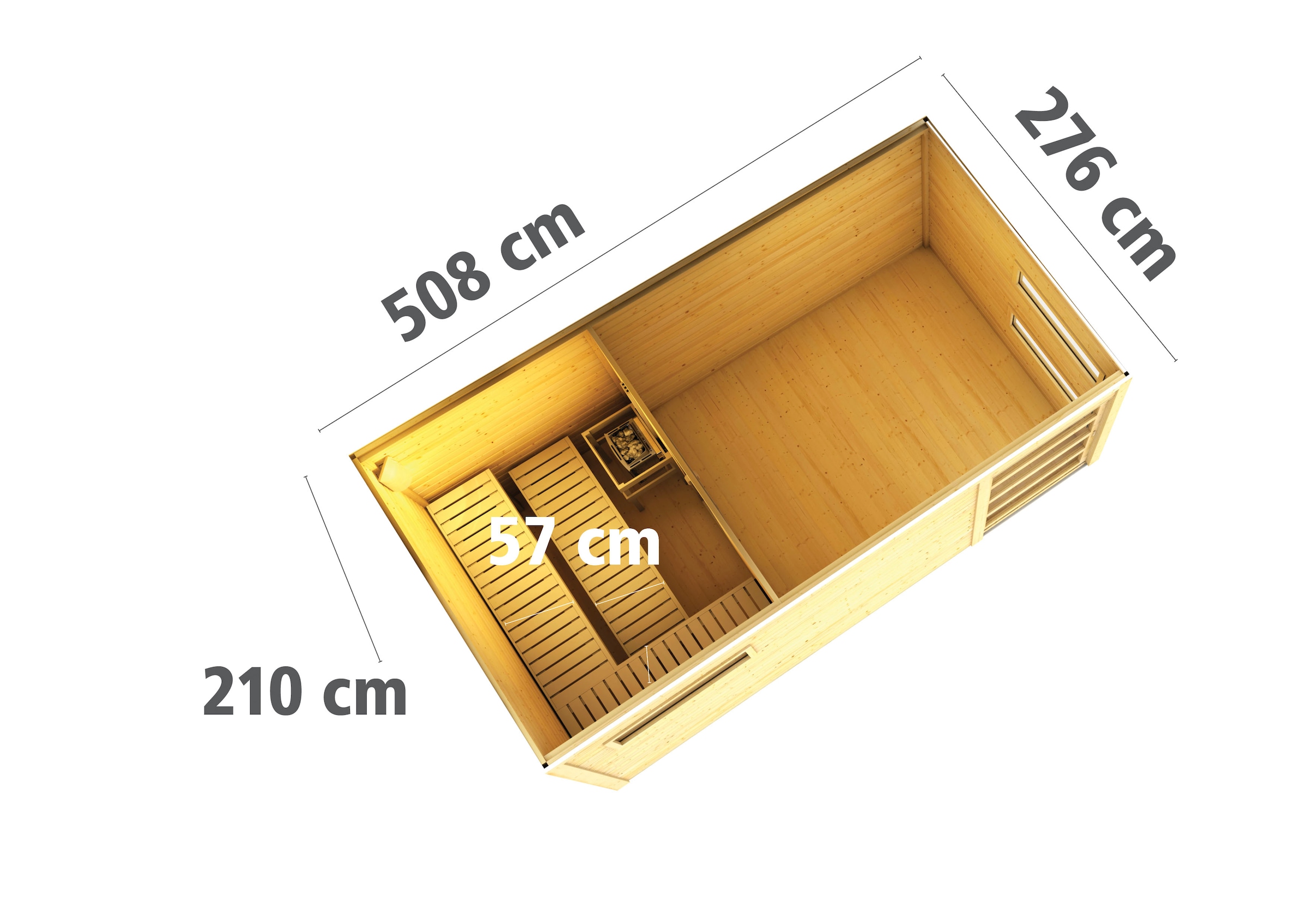 KONIFERA Saunahaus »Hagen«, naturbelassen, mit Ofen 9 kW Bio externe Strg easy