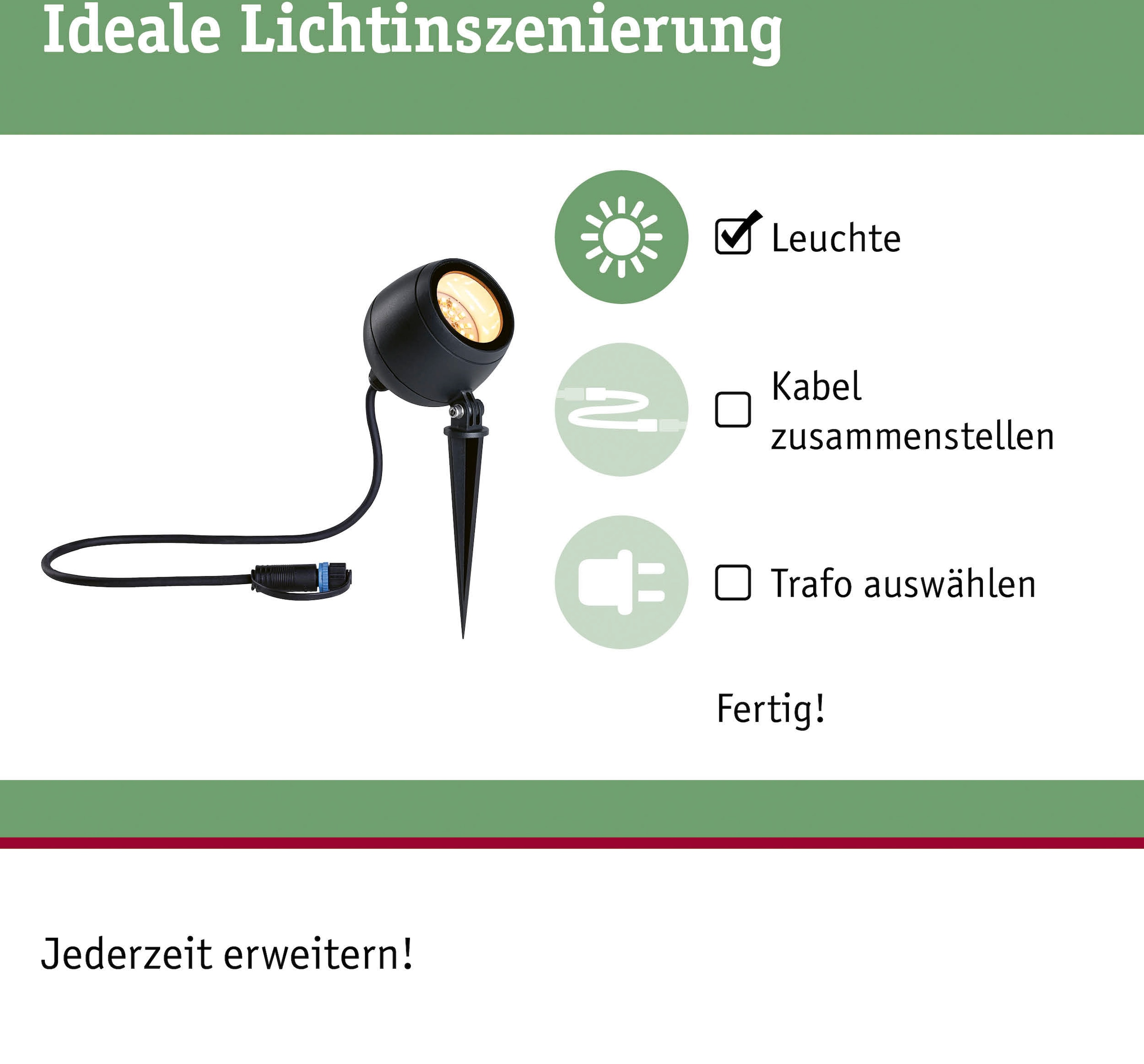 Paulmann LED Gartenleuchte »Outdoor Plug & Shine Spot Kikolo Insect friendly ZigBee«, 1 flammig, Insektenfreundlich