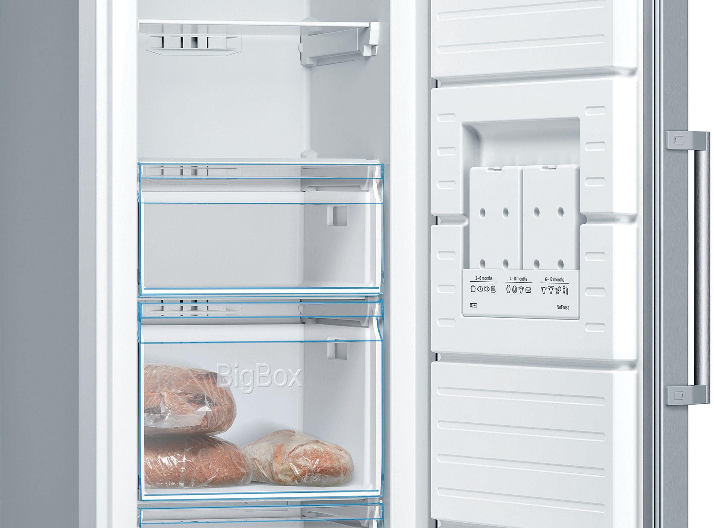 BOSCH European Side-by-Side, 186 cm hoch, 120 cm breit, mit Schnellkühlfunktion-höhenverstellbare Füße-Flaschenregal