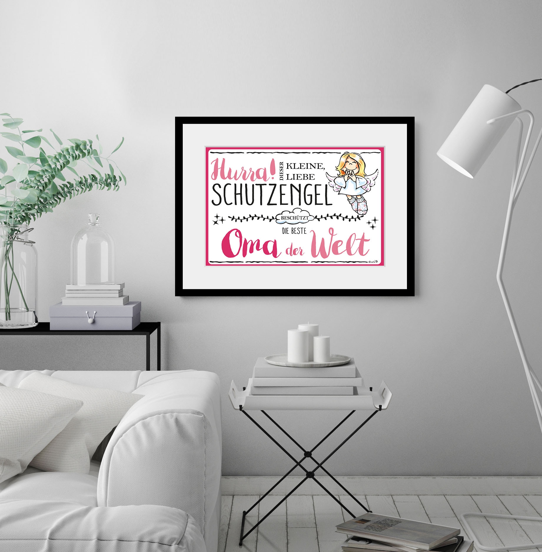 queence Bild »Schutzengel Oma«, Engel-Himmel-Stern-Sterne-Schriftzug-Sprüche & Texte-Liebessprüche, (1 St.), HD Premium Poster-Druck inkl. Holzrahmen