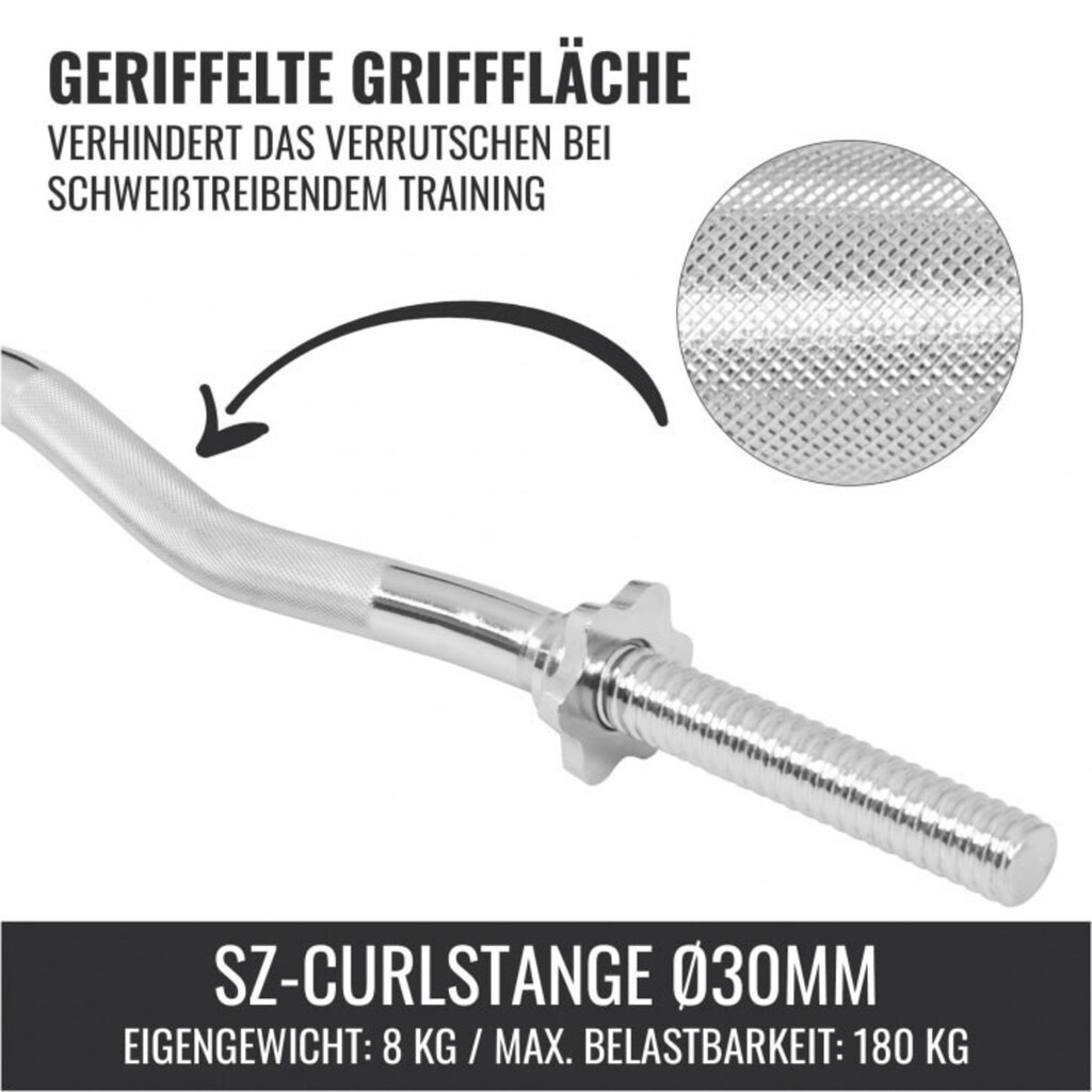 GORILLA SPORTS Curlstange »SZ-Curlstange Chrom 120 cm«, Chrom, 120 cm, (1 x Curlstange (100068-00004-0062) in Chrom 
2 x Sternverschlüsse)