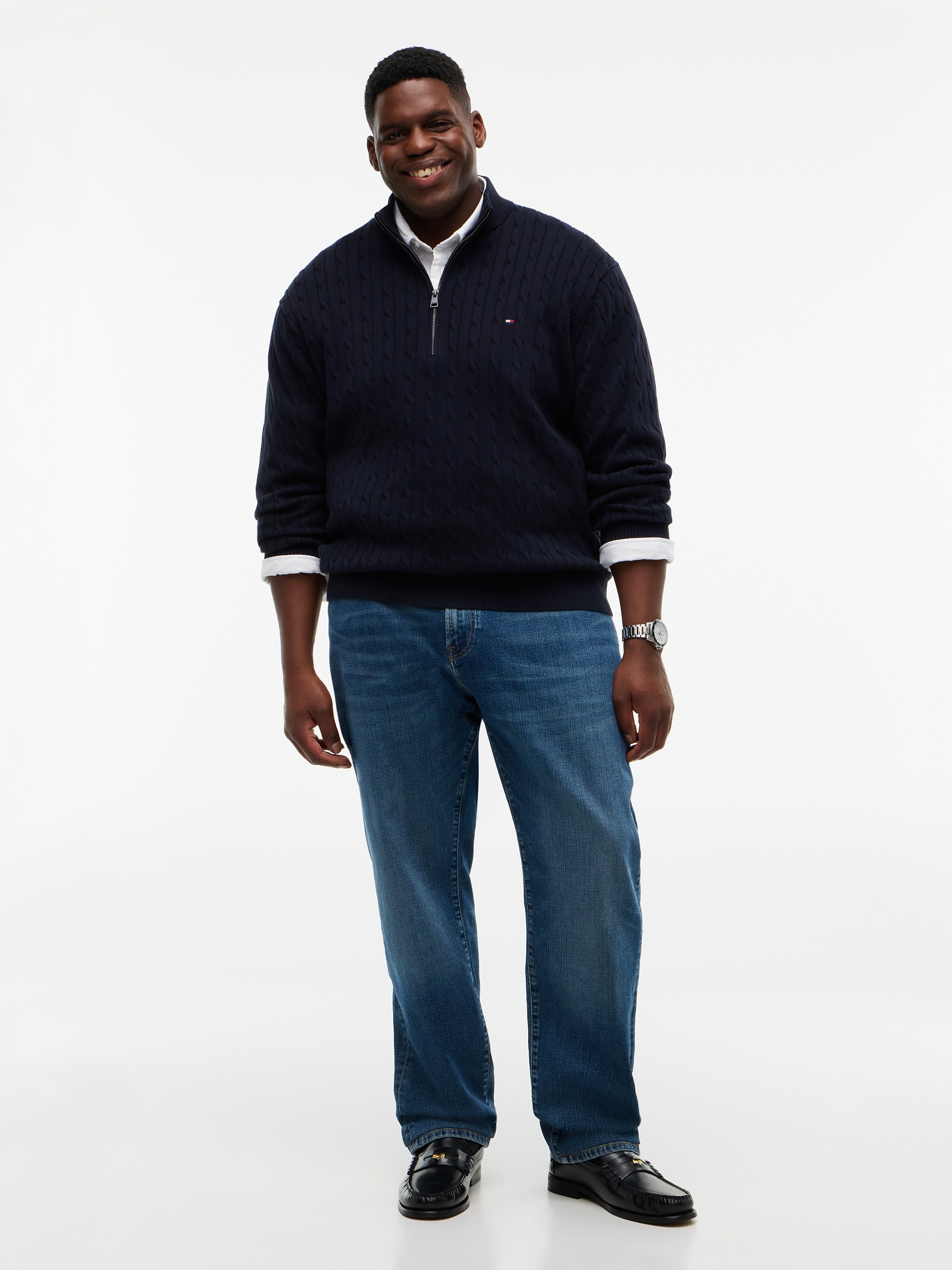 Tommy Hilfiger Big & Tall Troyer »BT-CLASSIC COTOON CABLE ZIP MOCK« Große Größen