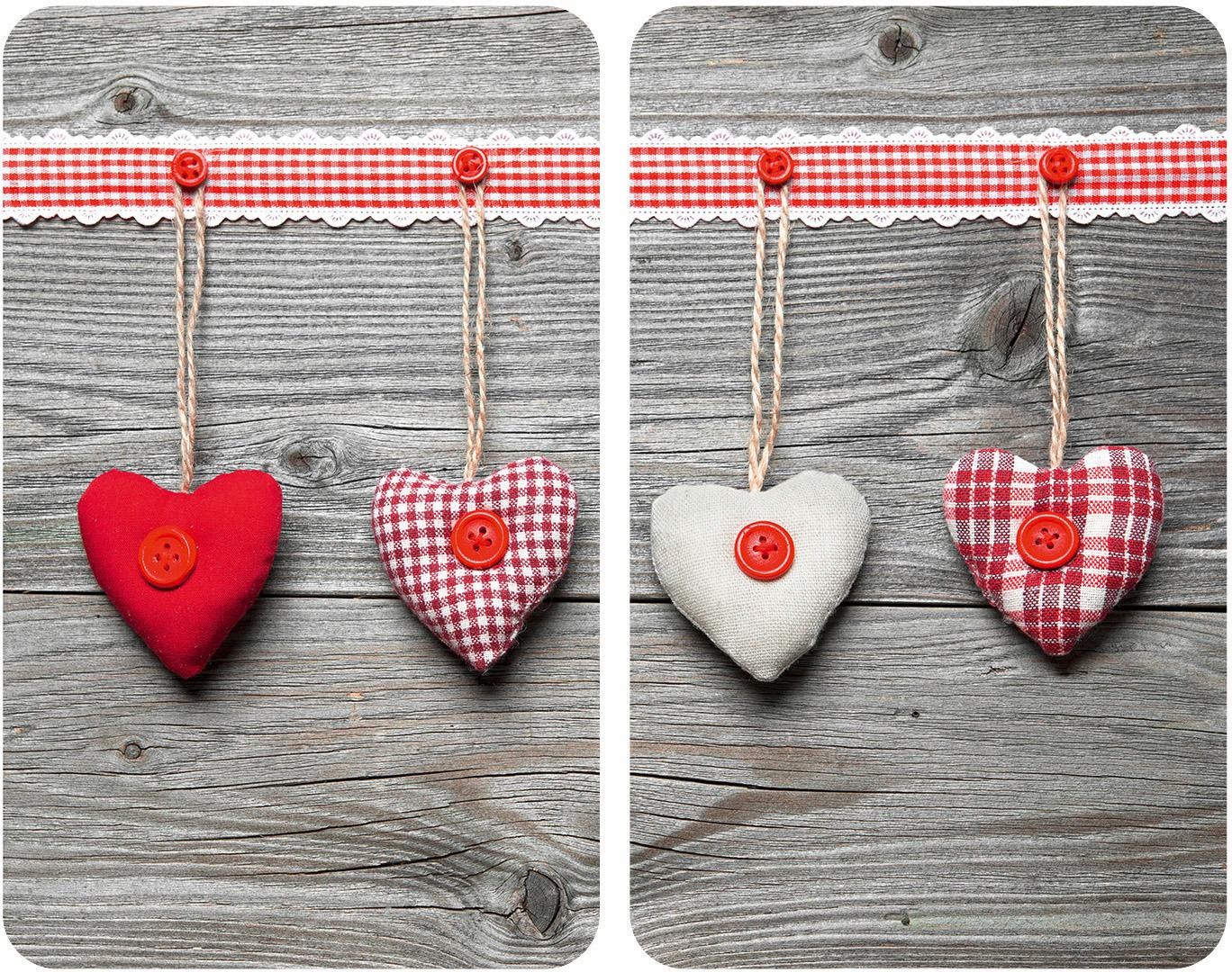 Herd-Abdeckplatte "Herzen", Glas, (Set, 2-tlg.)