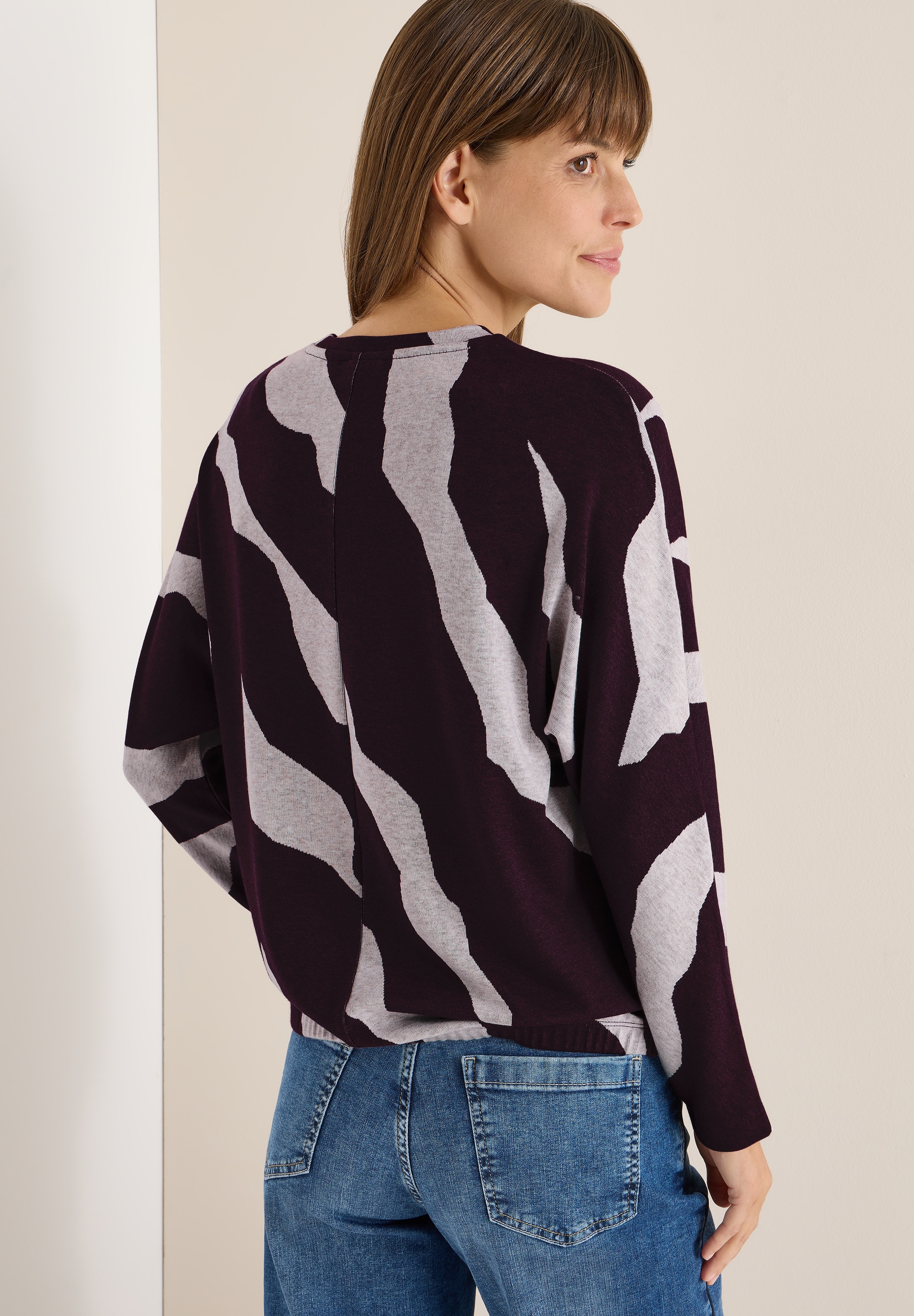 Cecil Rundhalspullover mit grafischem Allover-Print