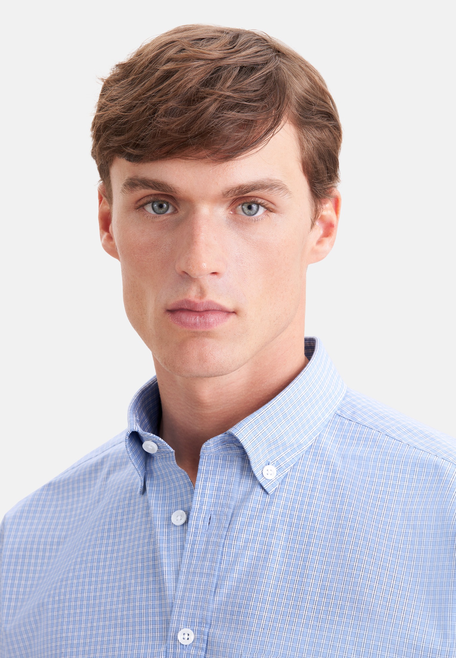 seidensticker Businesshemd Regular 1/1 Button-Down-Kragen Karo