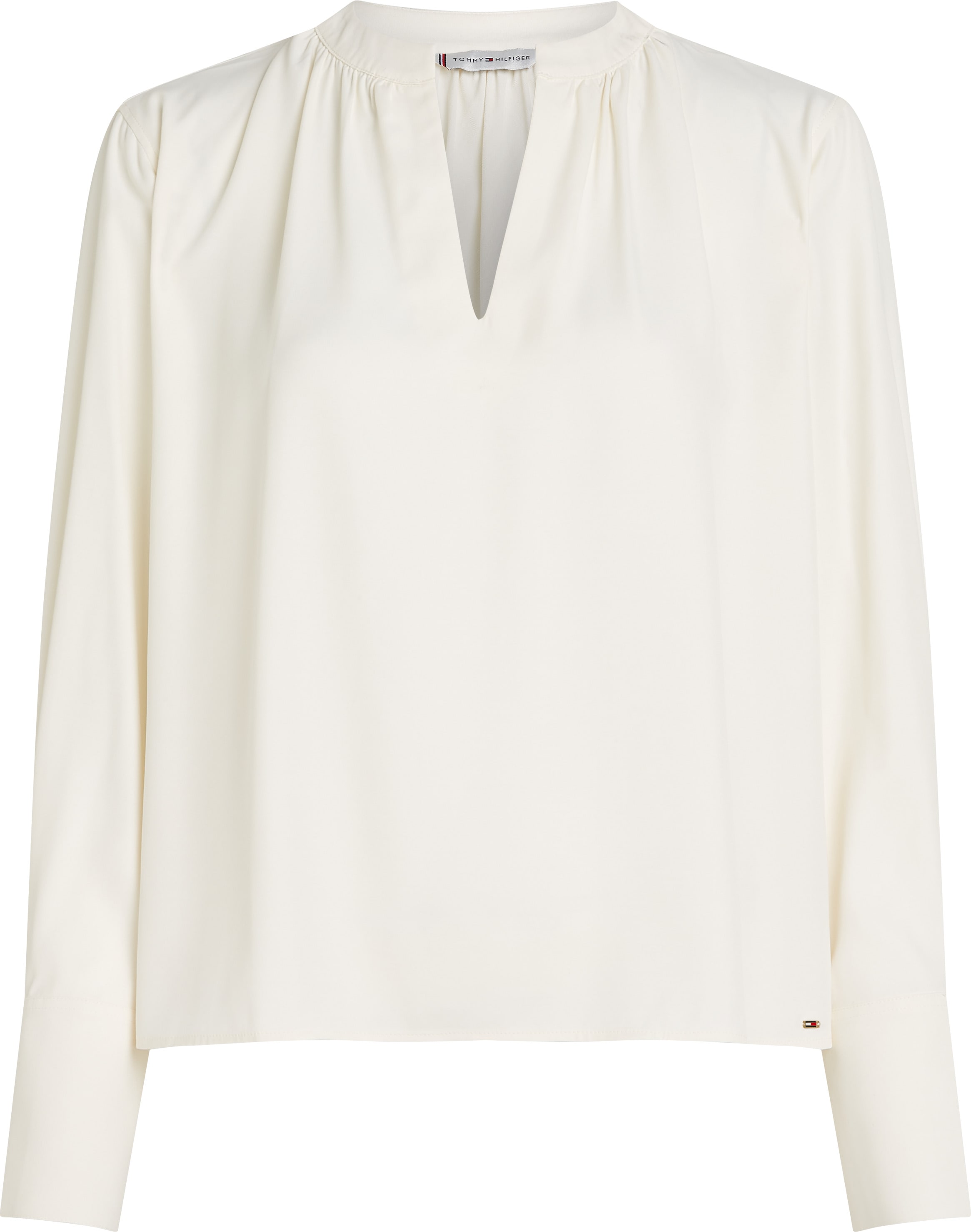 Tommy Hilfiger Langarmbluse »SOFT VIS V NECK LS BLOUSE«, mit Raffungen
