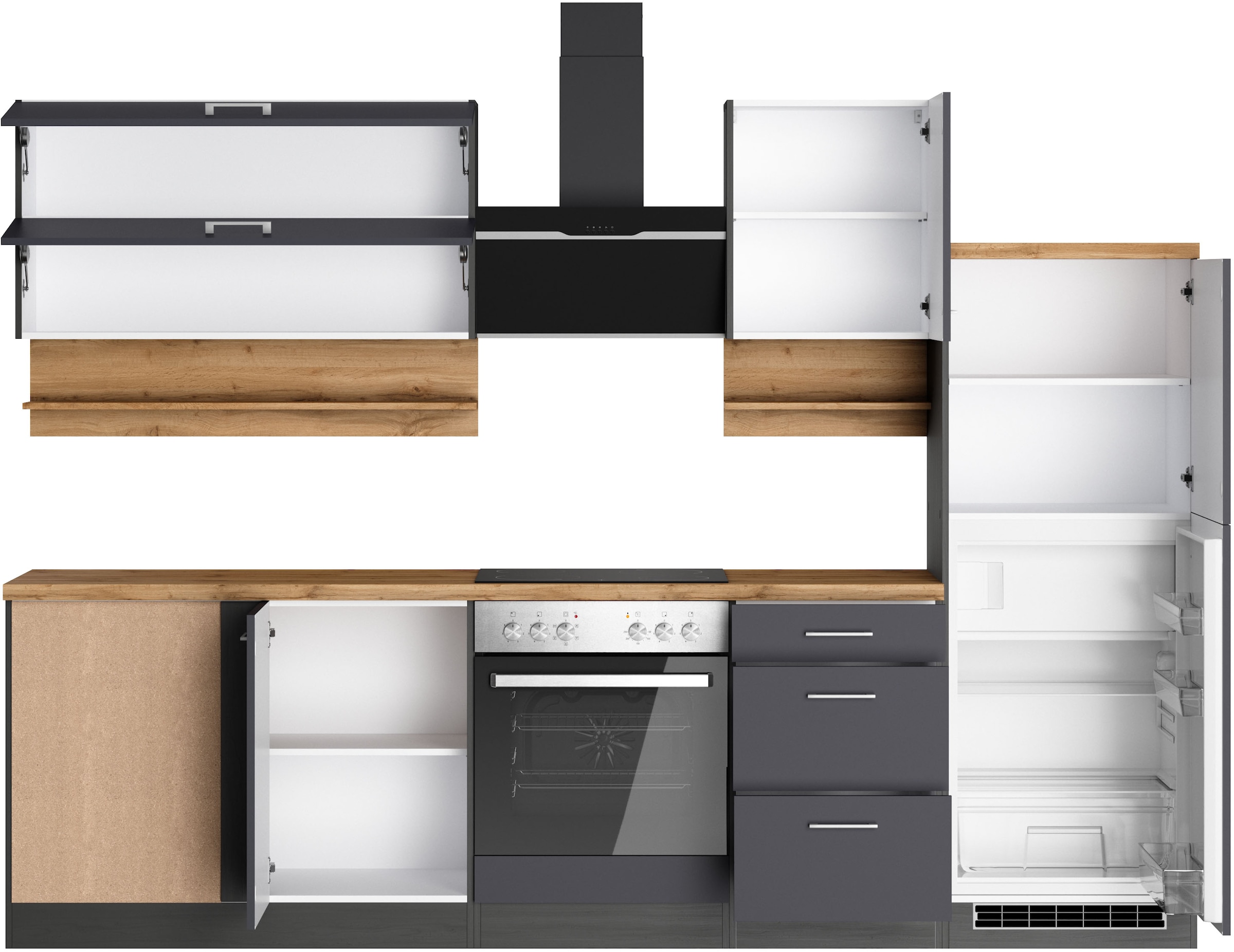 KOCHSTATION Winkelküche »KS-Milan« Stellbreite 280/220 cm, viel Stauraum, wahlweise mit E-Geräten