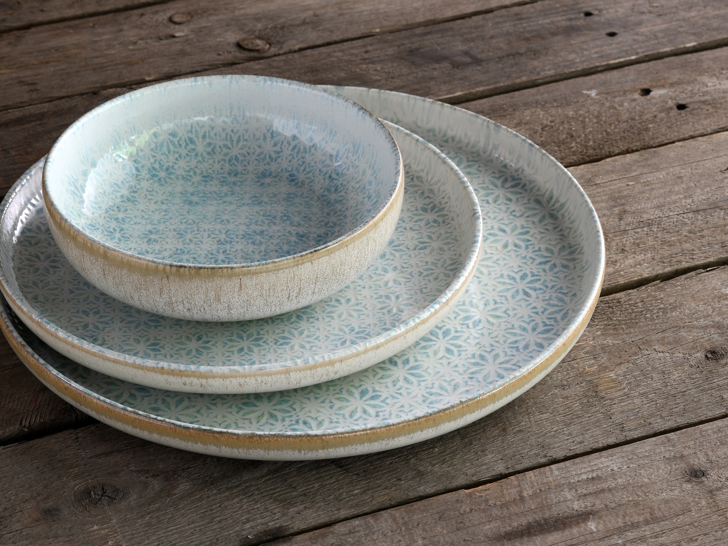 CreaTable Teller-Set »Uno Emiliana, Teller Set 12-tlg« Shabby Look, Vintage Style