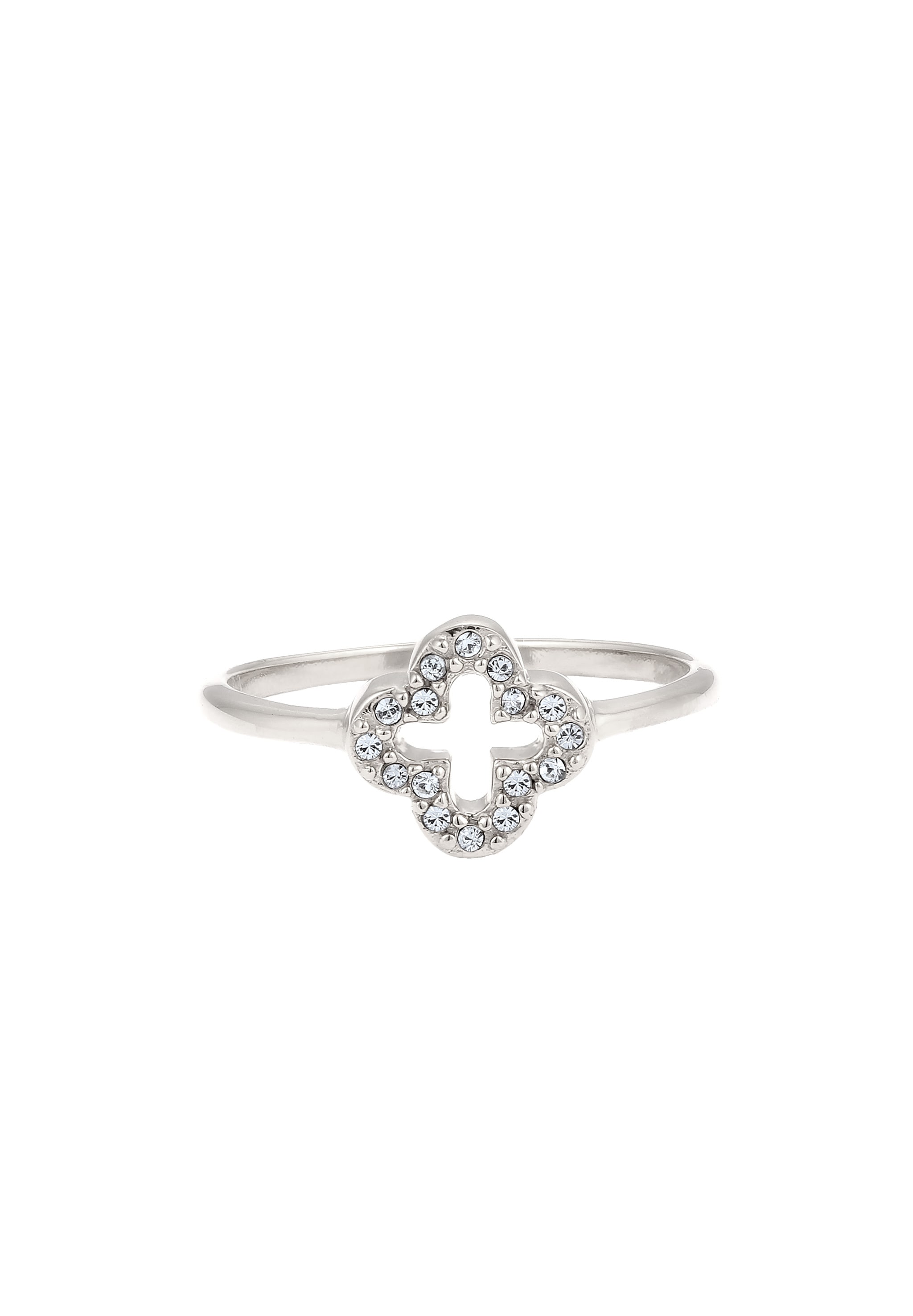 Elli Silberring »Ring Kleeblatt Glas Kristalle Weiß 925 Sterling Silber«