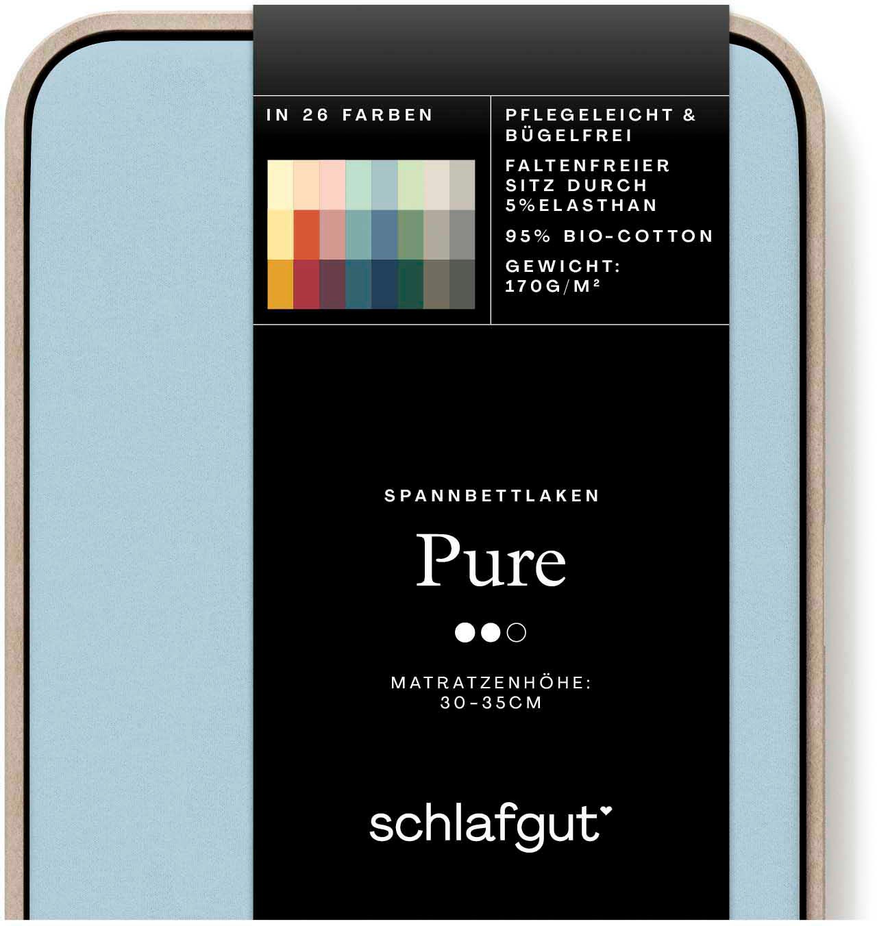 Schlafgut Spannbettlaken »PURE Bio-Baumwolle mit Elasthan, dehnbar blickdicht, straff, Bettlaken«, PREMIUM Laken für Matratzen bis 30cm Höhe, in 90x200, 140x200, 180x200