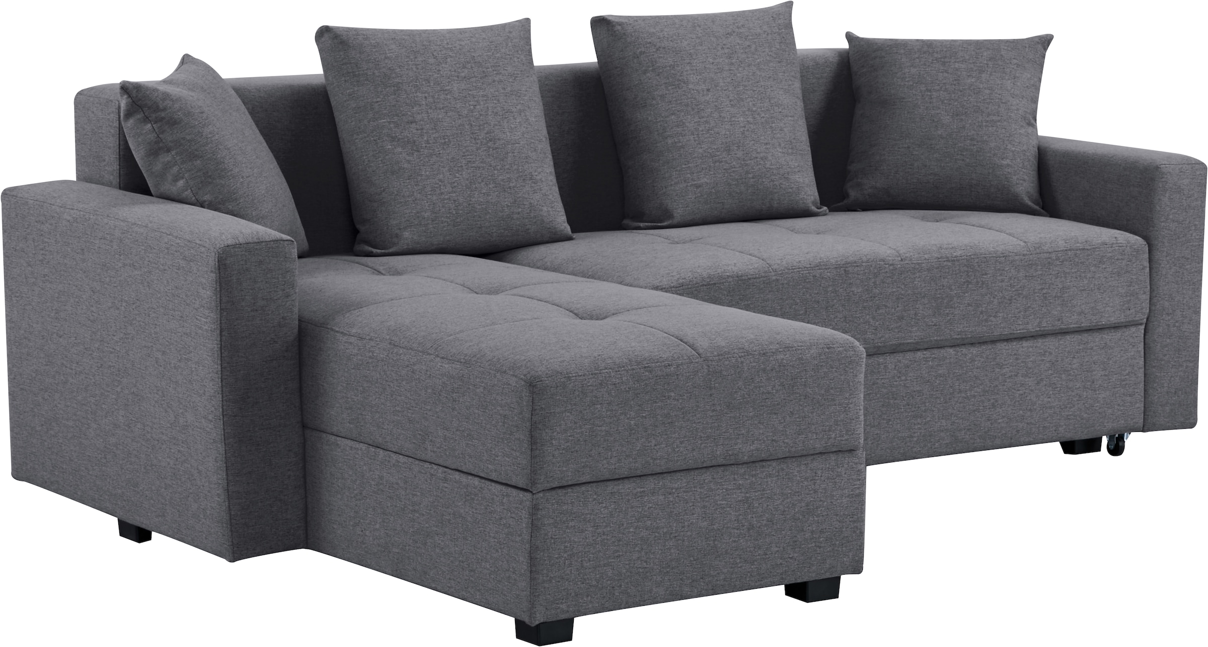 INOSIGN Ecksofa »KILLAM, 217 cm, L-Form, mit Schlaffunktion u. Bettkasten«, Recamiere rechts / links montierbar, in Cord und Webstoff