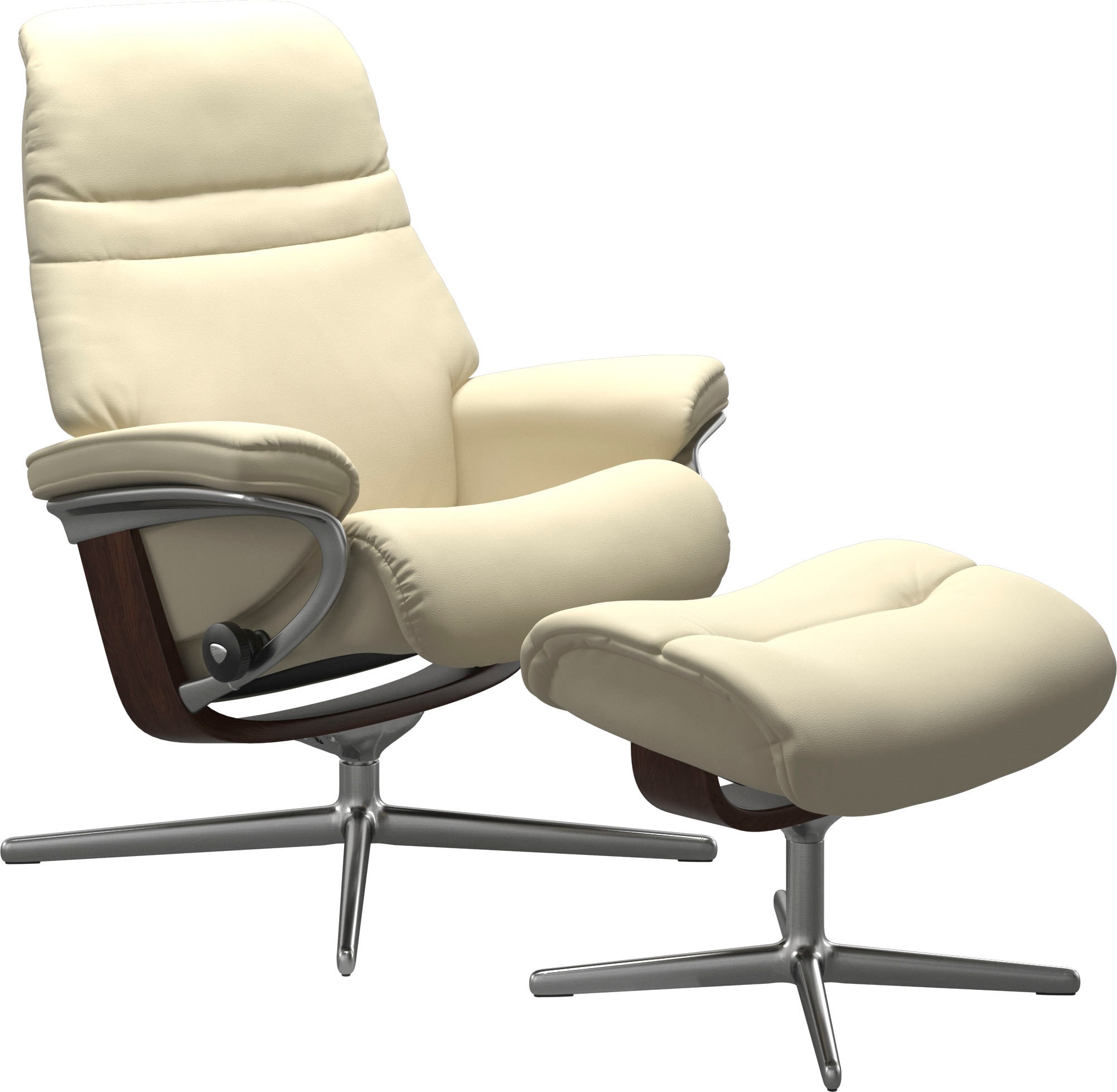 Stressless® Relaxsessel »Sunrise« Set, Relaxsessel mit Hocker,  mit Hocker, mit Cross Base, Größe S, M & L, Holzakzent Braun