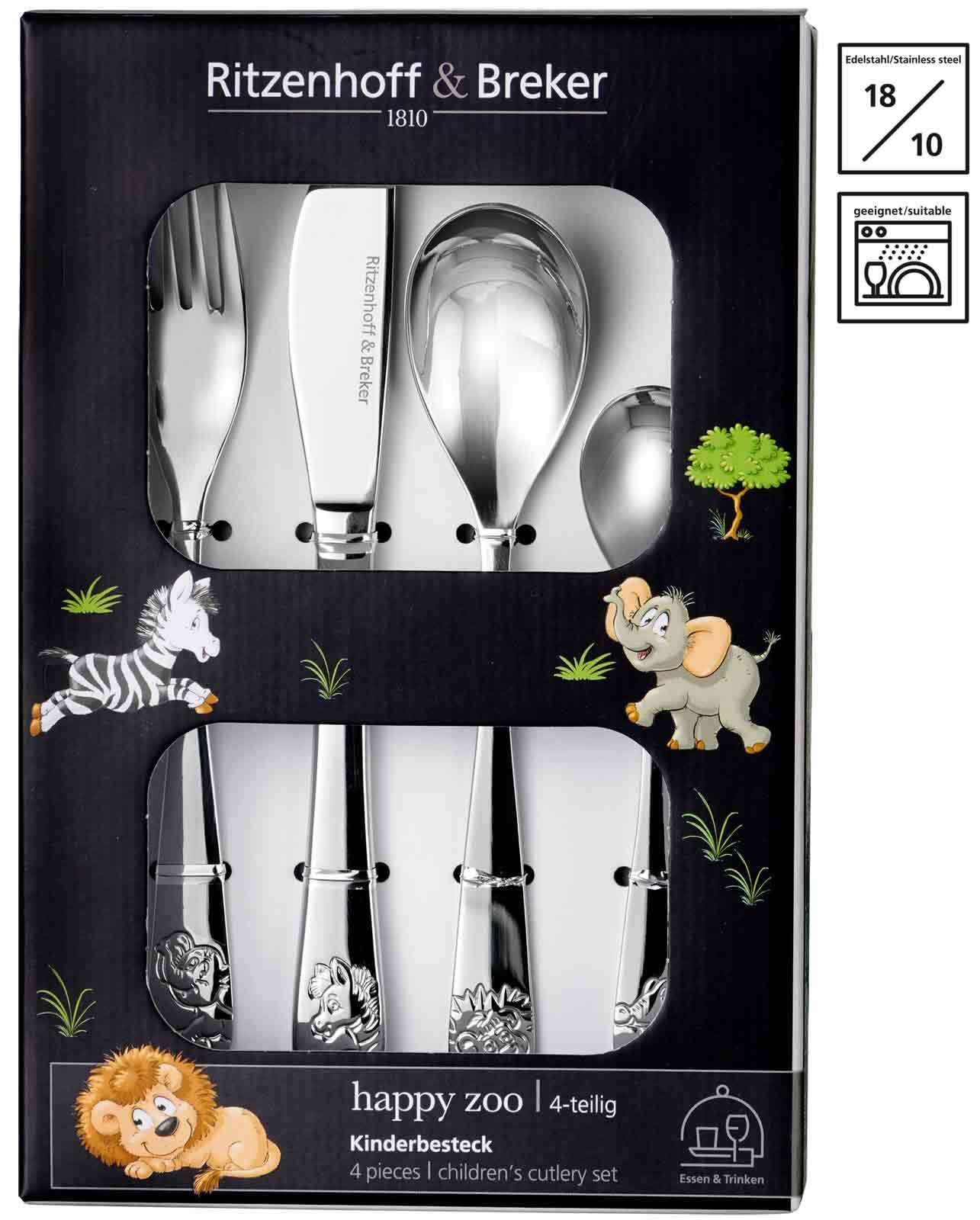 Ritzenhoff & Breker Kinderbesteck »Kinderbesteck Happy Zoo 4er Set bunt« Ideal für den Alltag, spülmaschinengeeignet,