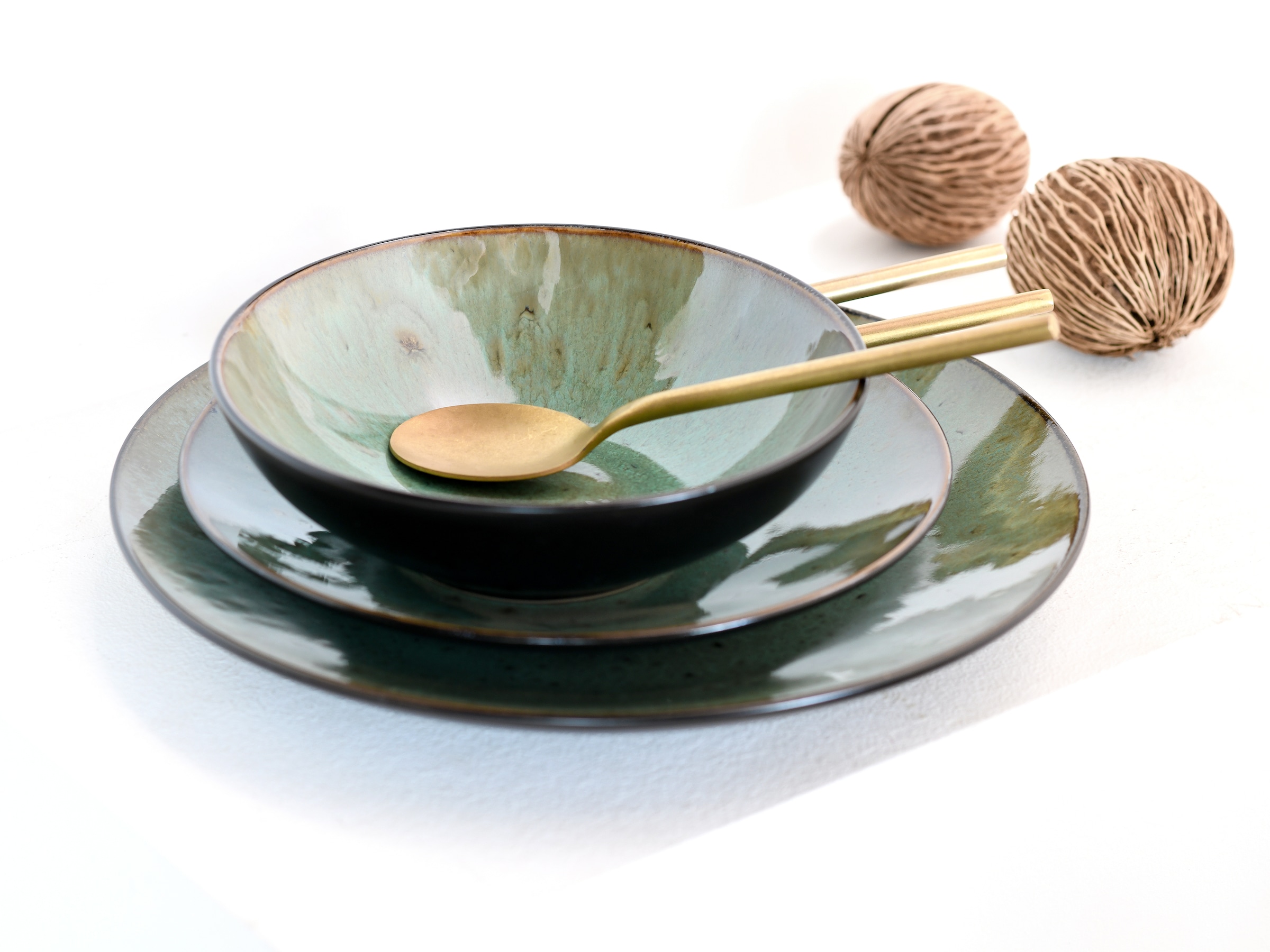 CreaTable Teller-Set »Jawa, Tellerset 18-tlg« Reaktivglasur