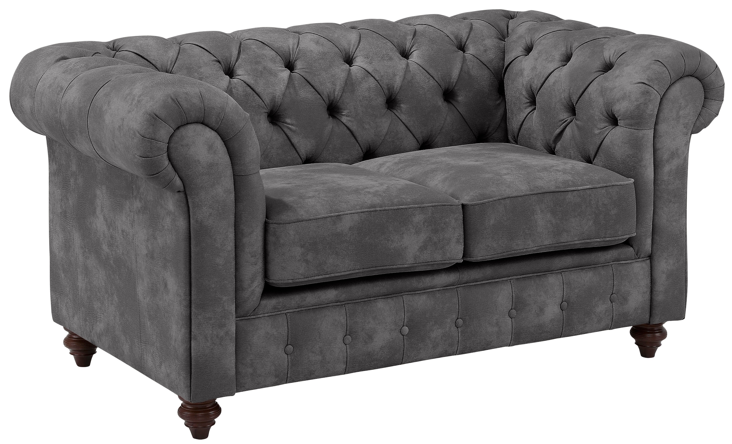 Home affaire Chesterfield-Sofa »Chesterfield 2-Sitzer  B/T/H: 150/89/74 cm« mit hochwertiger Knopfheftung , auch in Leder