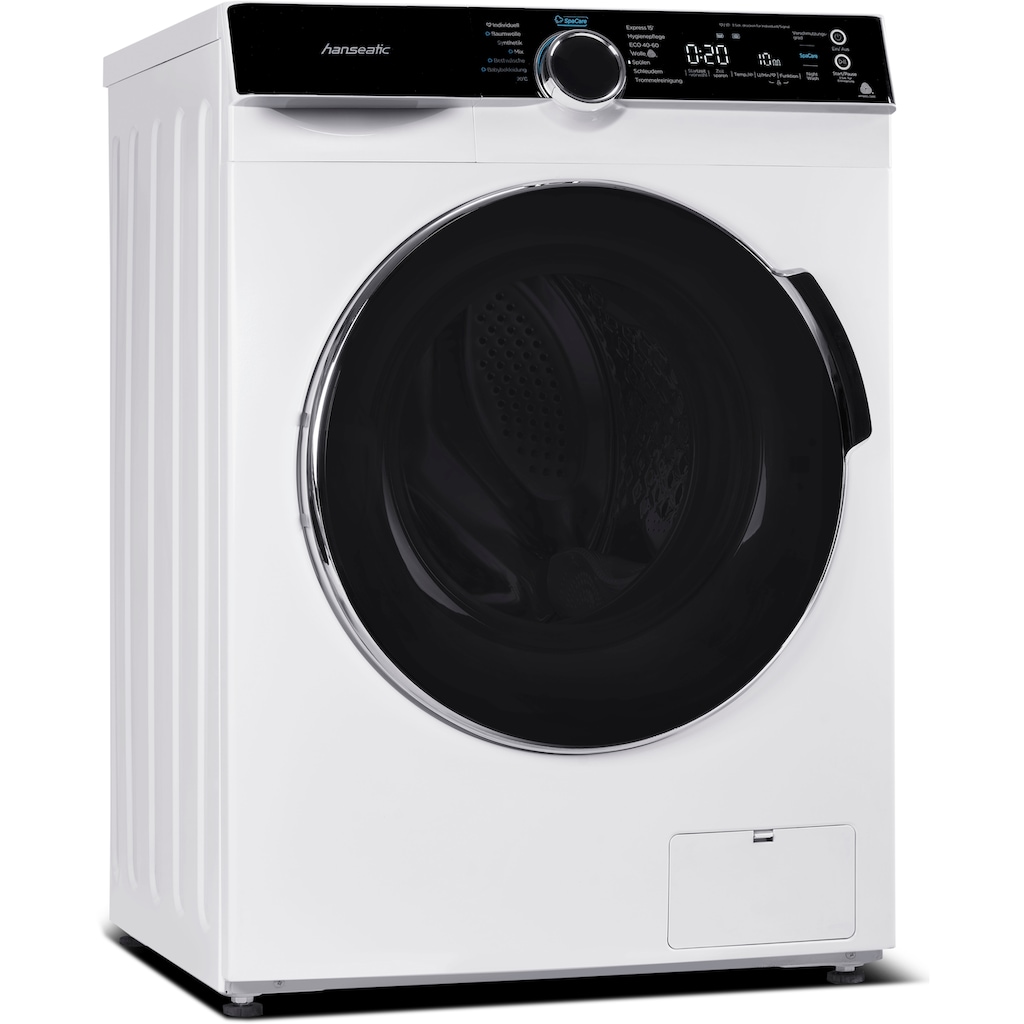 Hanseatic Waschmaschine, HWMK714A, 7 kg, 1400 U/min, Mengenautomatik, Nachtwaschprogramm, Vollwasserschutz, Dampfoption