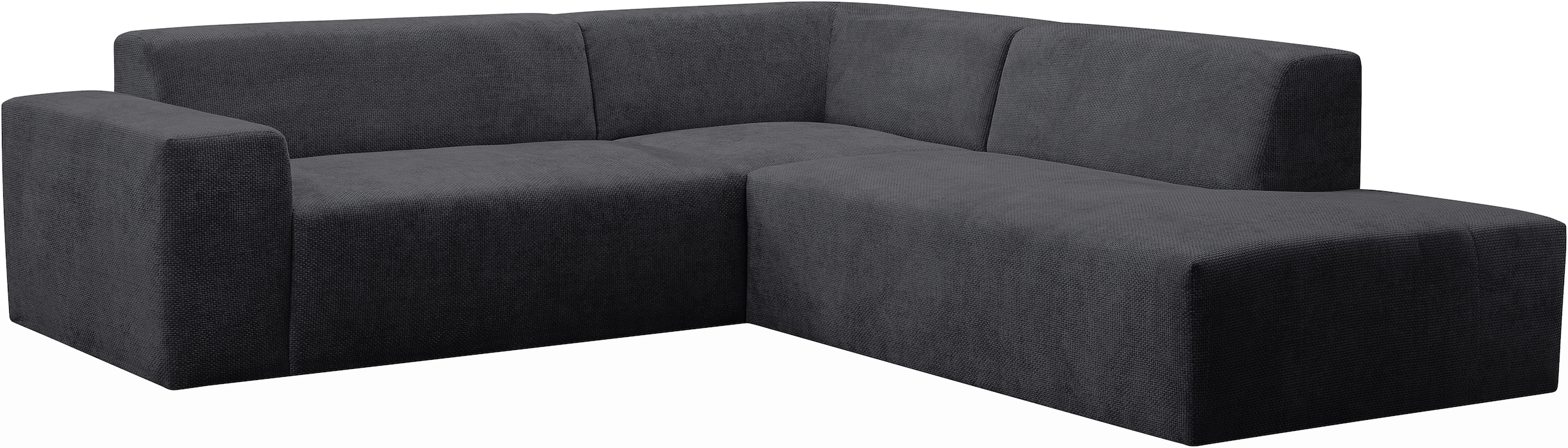 WERK2 Ecksofa »Zeus-M, tolles Sofa mit schönen Details, L-Form«, Curvy Trend Garnitur, urbane Optik, komfortable Wellenunterfederung