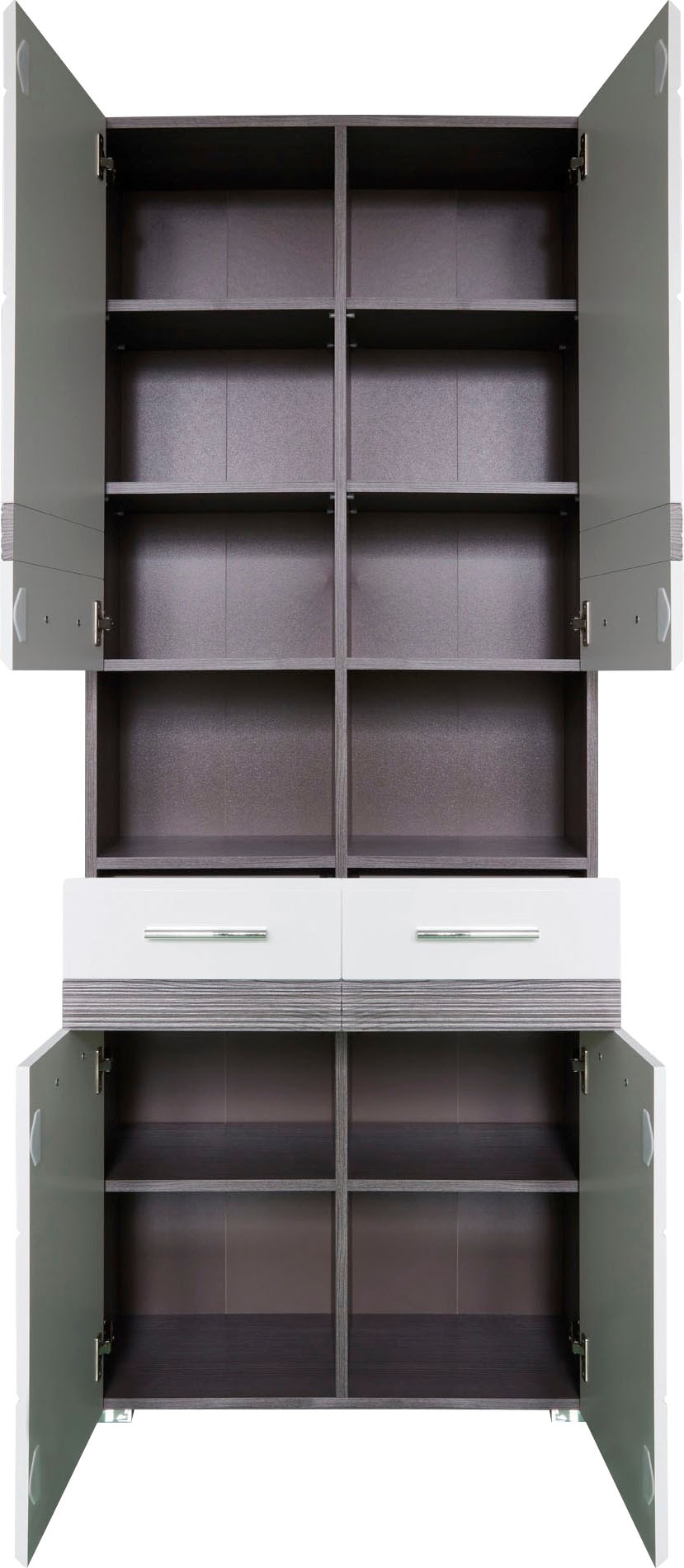 welltime Hochschrank »Toulon«, Badschrank mit 2 Schubladen und offenen Fächern - (B/T/H) 73/31/182 cm