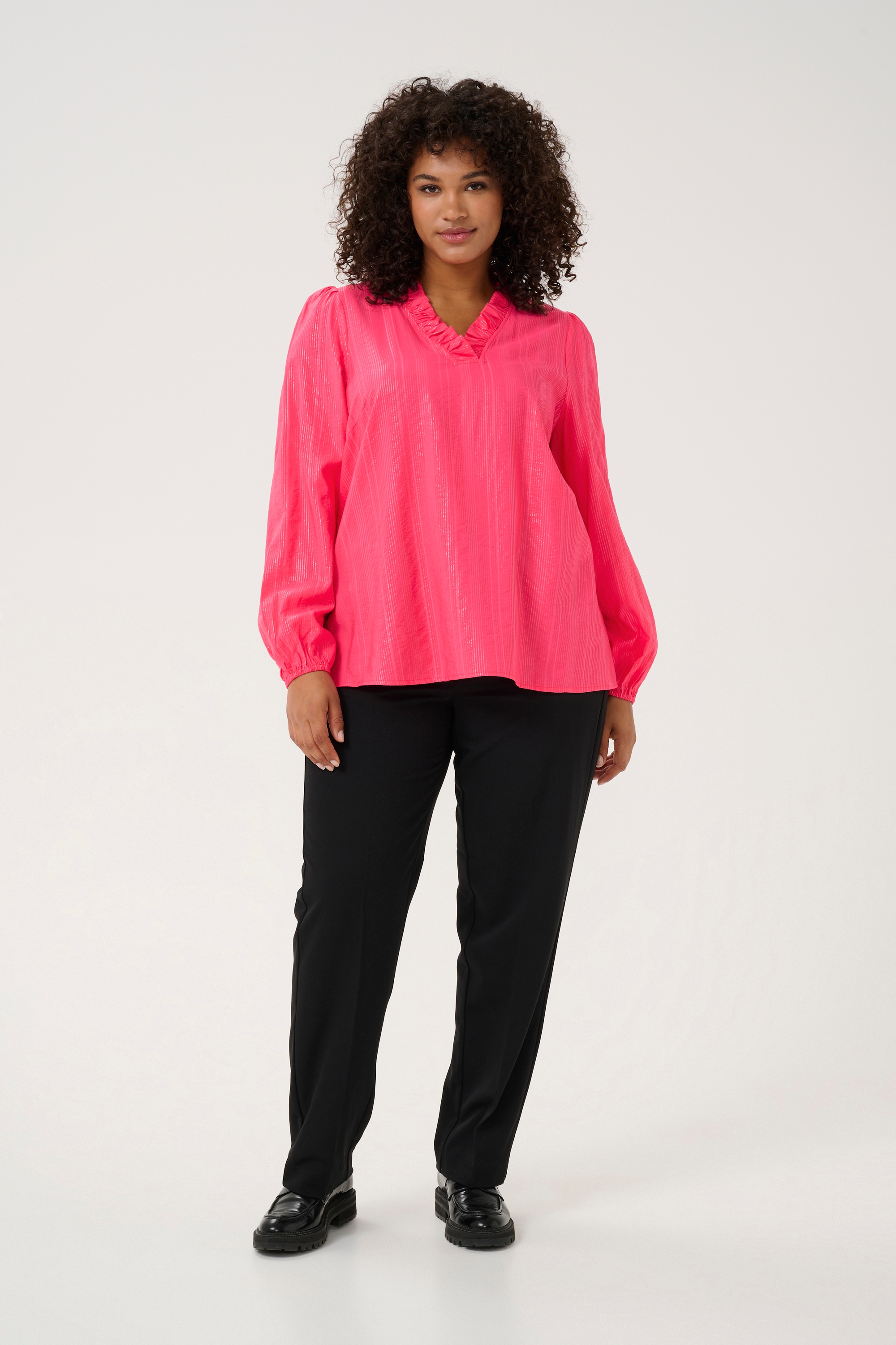 KAFFE Curve Langarmbluse »Damen Langarm-Bluse KCanni«