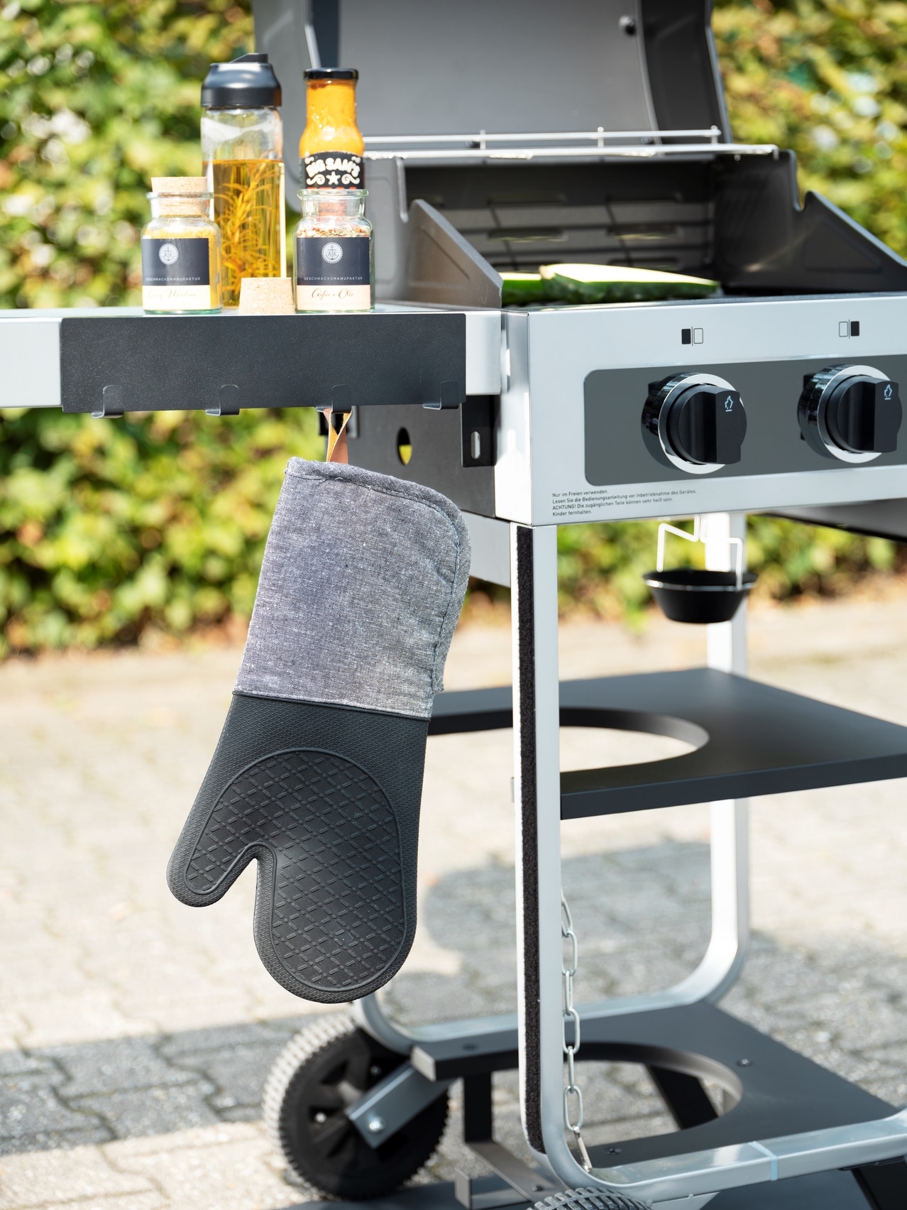 WENKO Topfhandschuhe »Modell Ada«, (Set, 2 tlg.), Ofen- und Grillhandschuhe, extra langer Schaft, Baumwollinnenseite