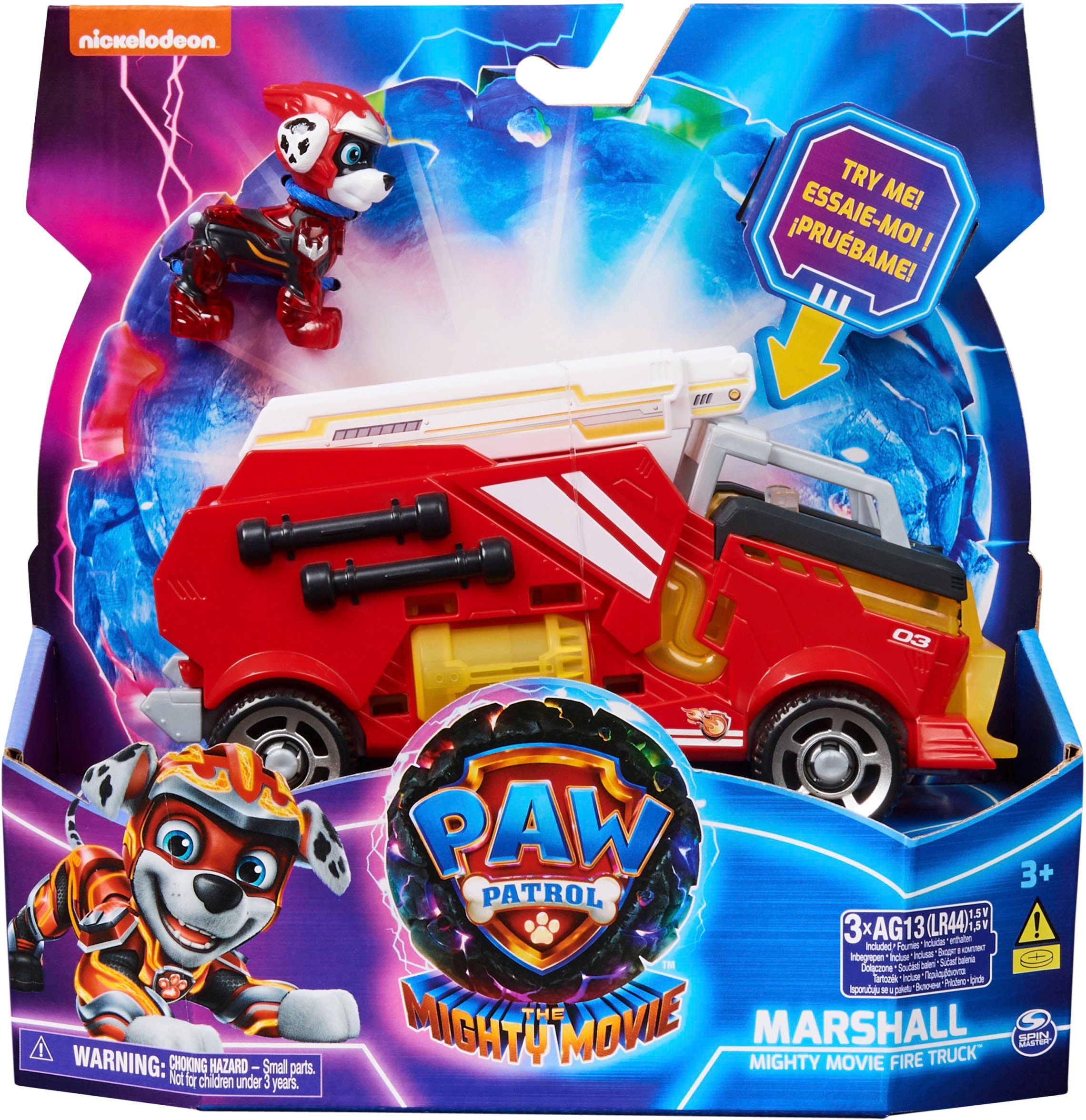 Spin Master Spielzeug-Auto »Paw Patrol - Movie II - Basic Themed Vehicles Marshall«, von Marshall Löschzug mit Welpenfigur, Licht- und Soundeffekt