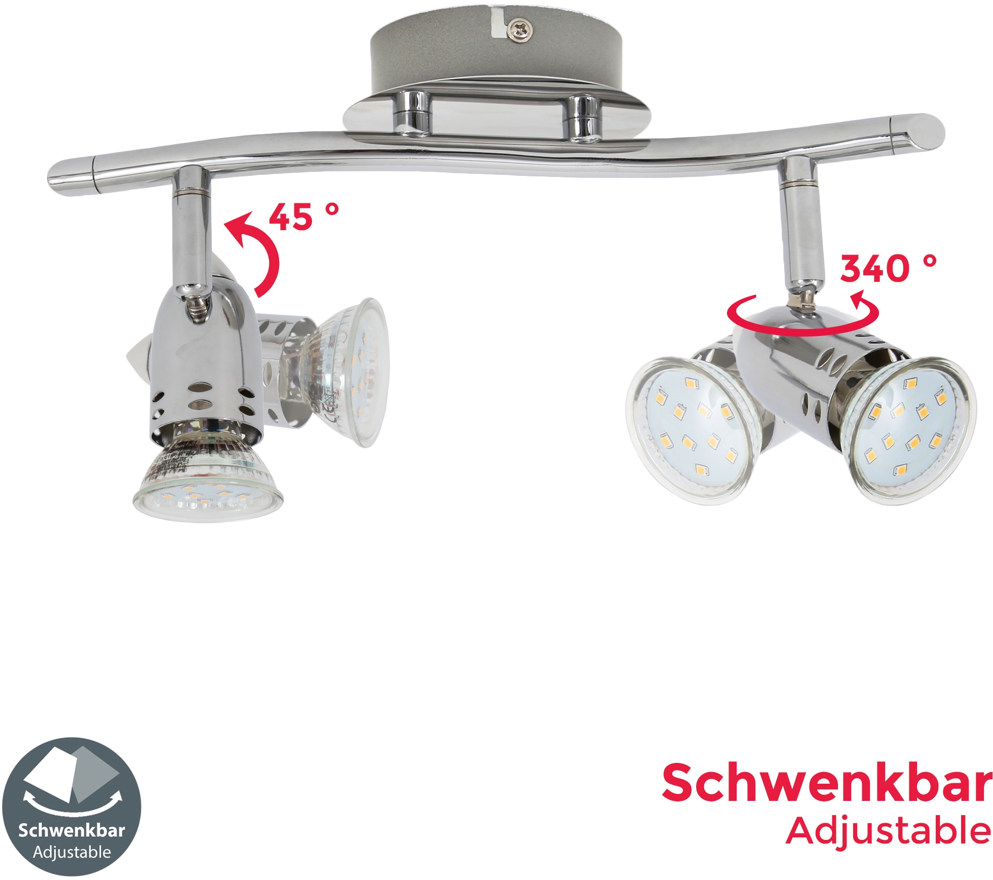 LED »Carina«, flammig-flammig, OTTO Spot, bei Design, Deckenleuchte, Deckenspots 6W, 2 chrom, schwenkbar B.K.Licht drehbar, Strahler, online