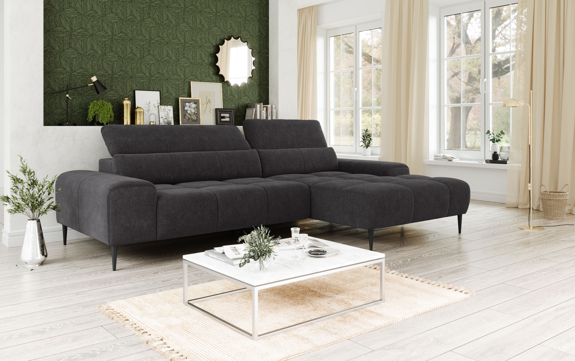 COTTA Ecksofa »Theo L-Form, B: 290 cm« mit Kopfteilverstellung, optional Sitztiefenverstellung