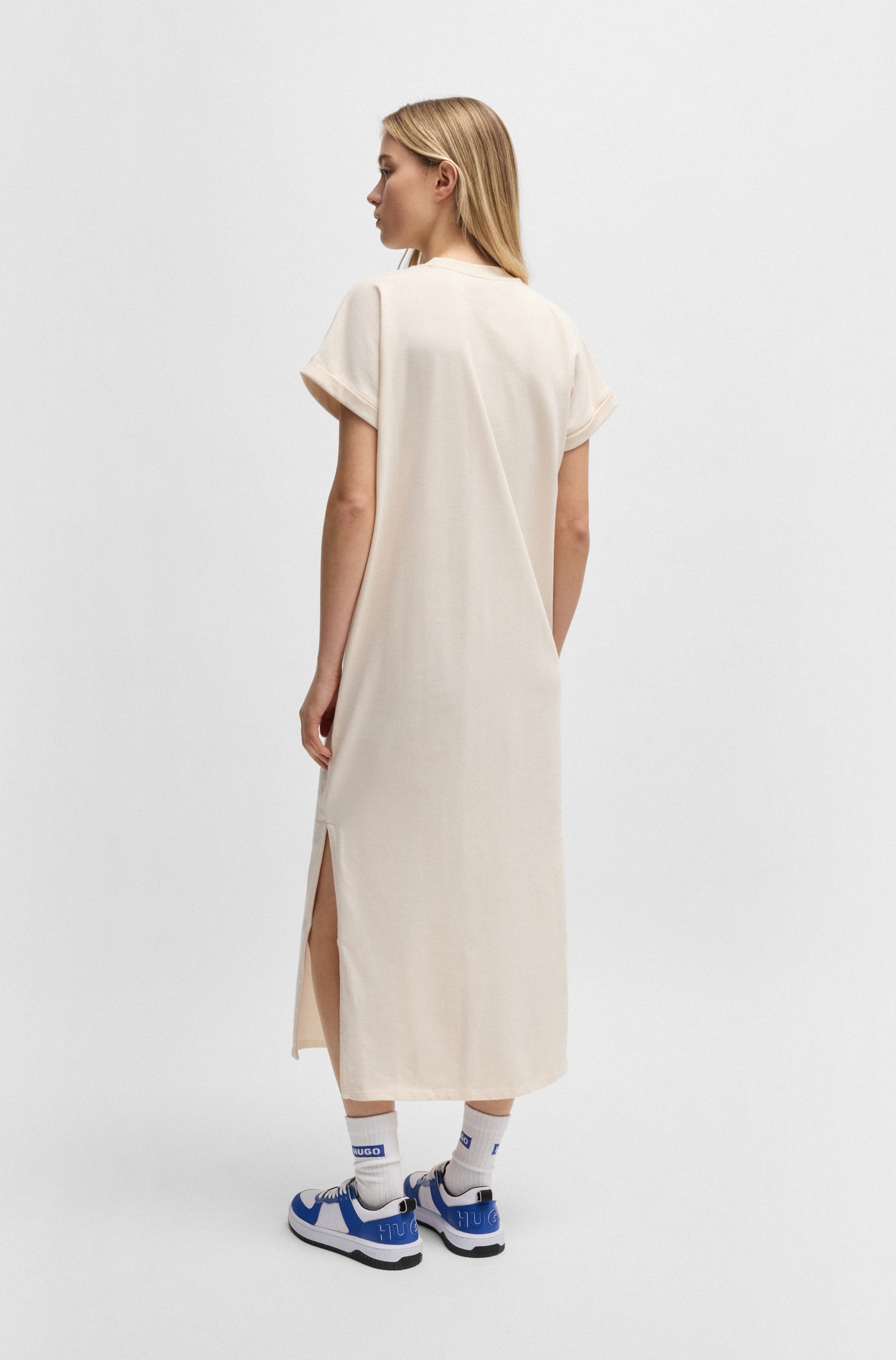 HUGO Blue Jerseykleid »Nalle_B«, mit Logostickerei Jersey Oversized mit Schlitz
