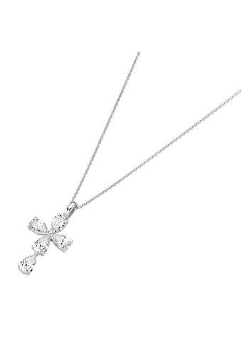 Kreuzkette »Kette Kreuz Anhänger mit Zirkonia, Silber 925«