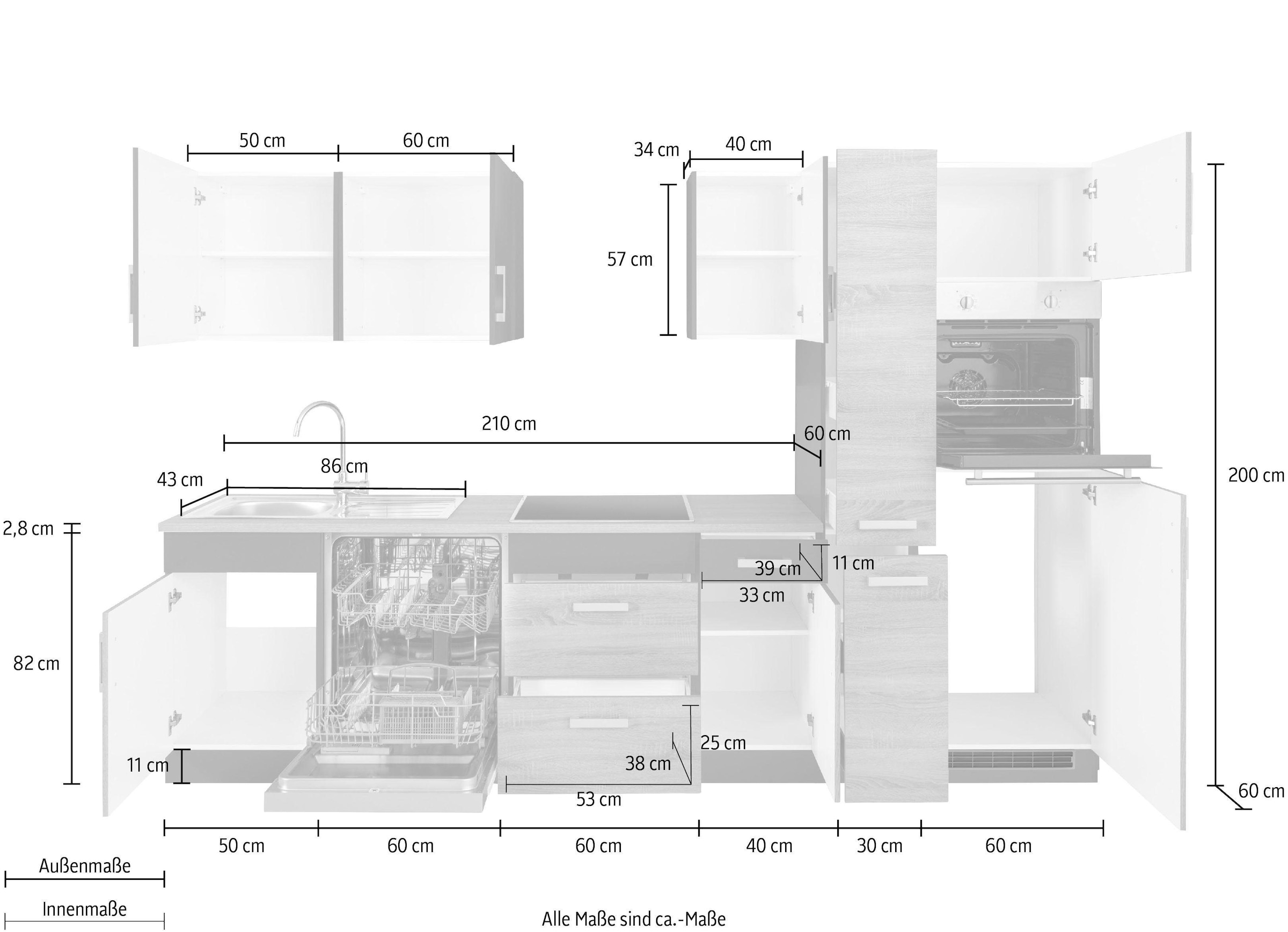 KOCHSTATION Küchenzeile »KS-Gera« Breite 300 cm, wahlweise mit E-Geräten, mit Arbeitsplatte