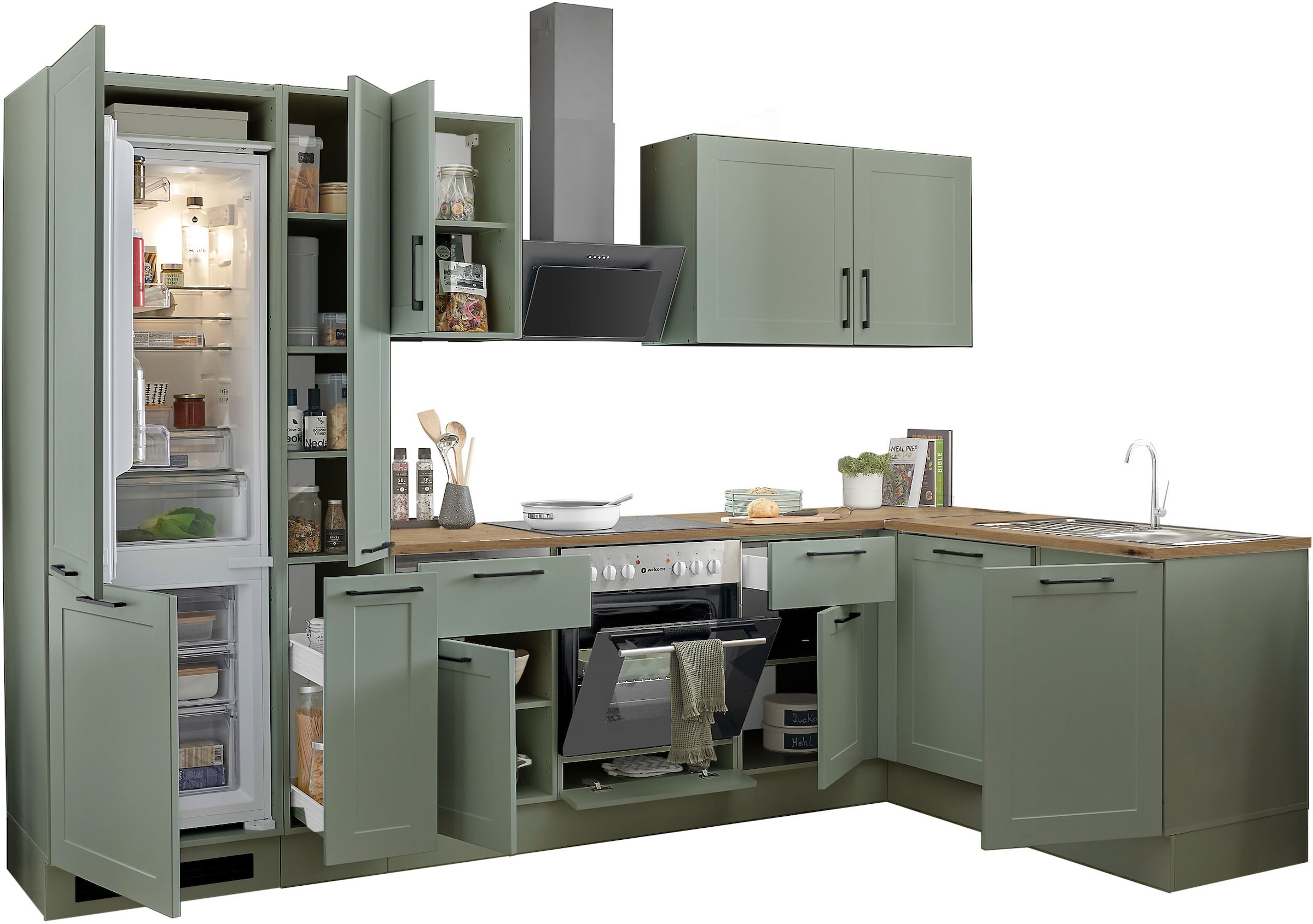 BASIC by Balculina Winkelküche »Marsi«, Stellmaße 310x175 cm, wahlweise mit E-Geräten, mit Soft-Close-Funktion
