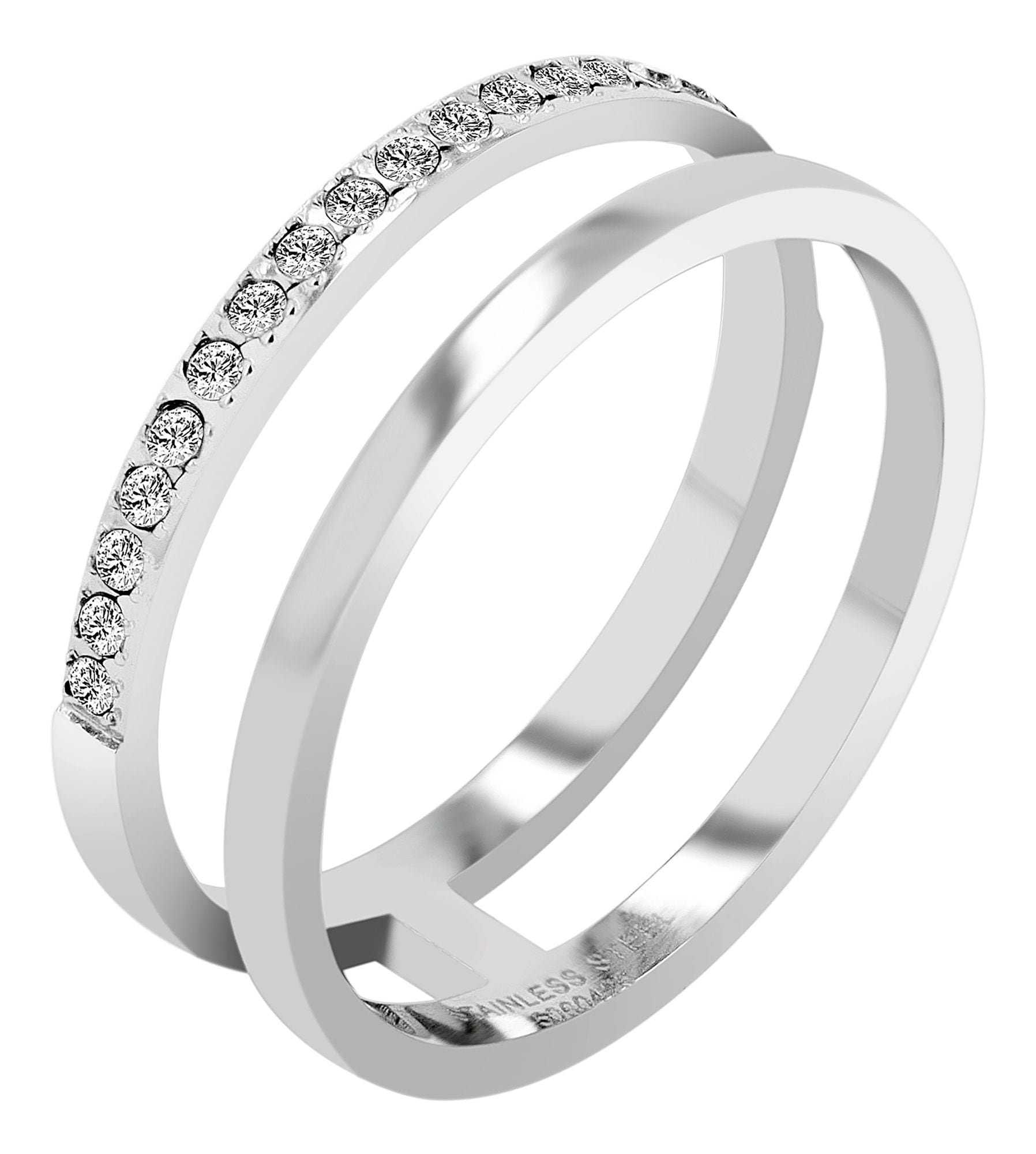 Adelia´s Fingerring »Damen Ring aus Edelstahl mit Strass Steinchen«
