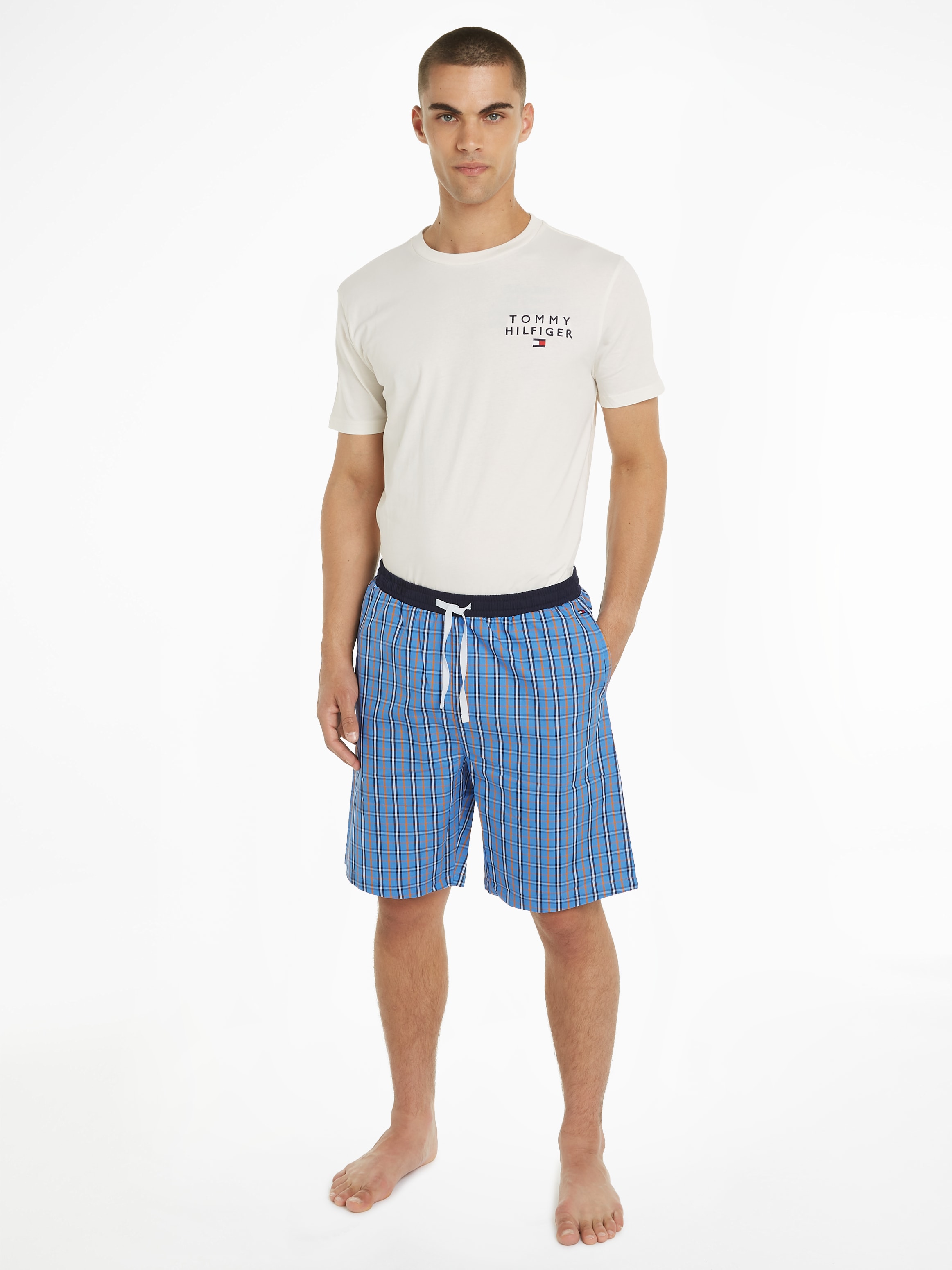 Pyjama »SS WOVEN PJ SET DRAWSTRING«, (Set, 2 tlg., 2er), mit Logoschriftzug auf der Brust