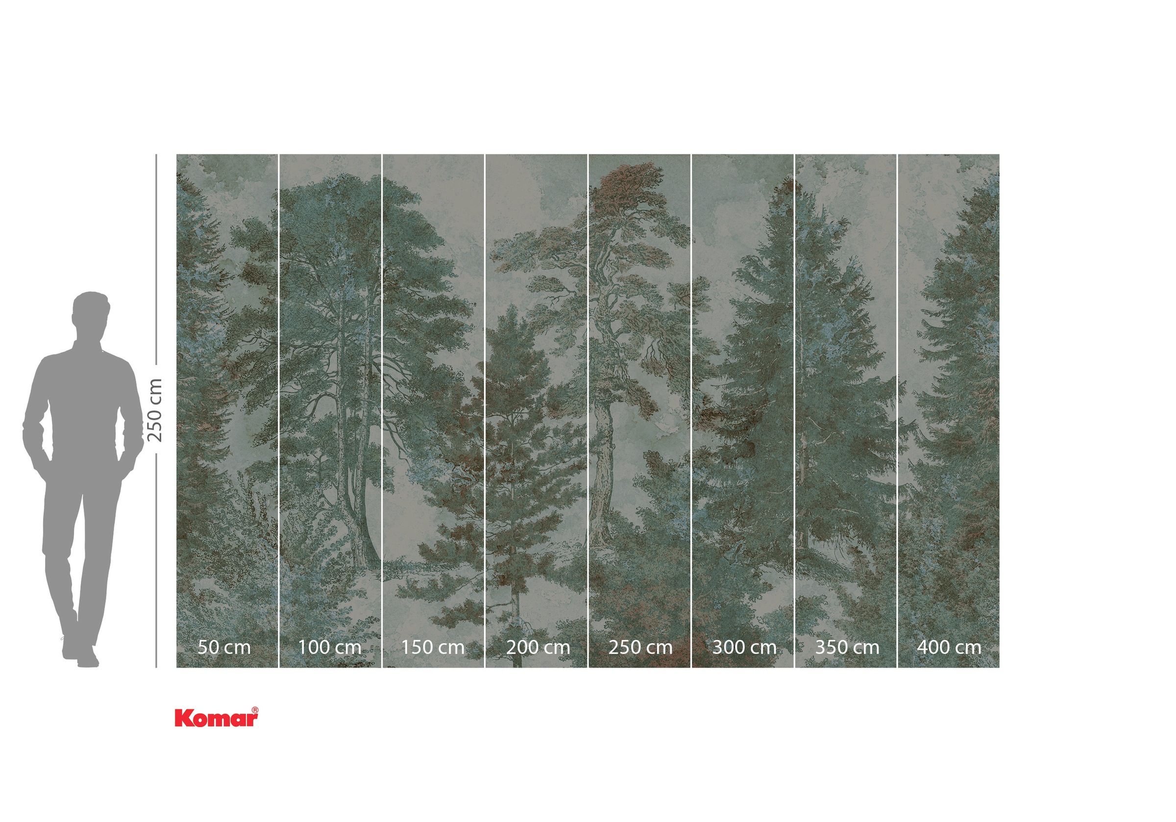 Komar Fototapete »Digitaldruck Vlies -  Pale Panoramic - Größe 400 x 250 cm« bedruckt | floral | geblümt | gemustert | tropisch glatt Wohnzimmer, Schlafzimmer