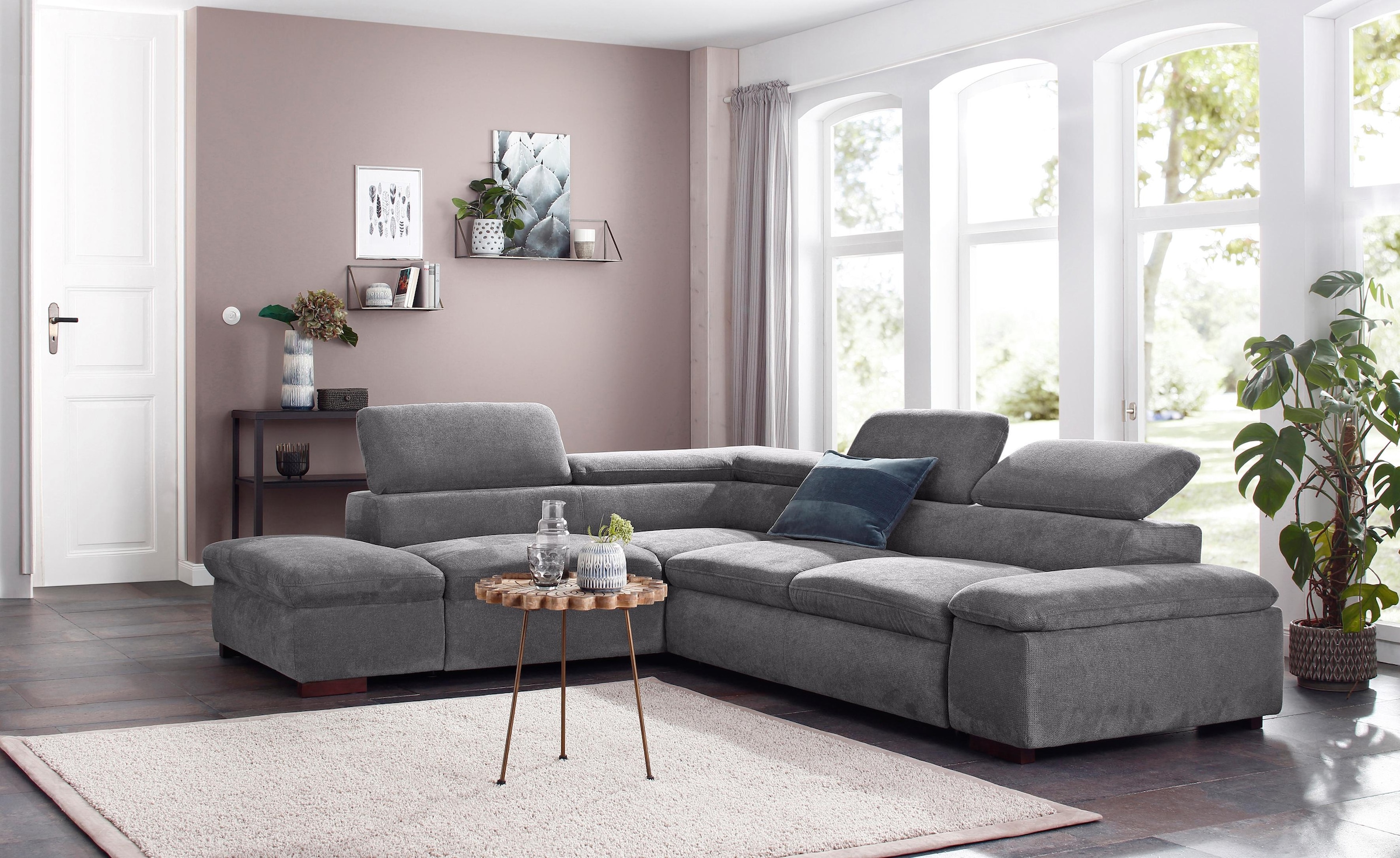 Home affaire Ecksofa »Alberto L-Form«, mit Kopfteilverstellung, wahlweise mit Bettfunktion