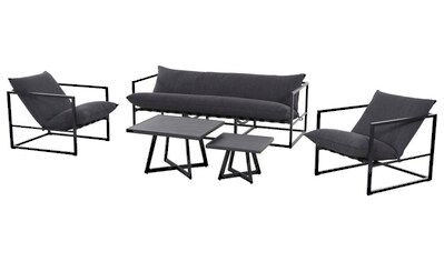 Loungesofa »Monza«, 3-Sitzer Sofa, Aluminiumgestell matt anthrazit, Kissen jeans grey