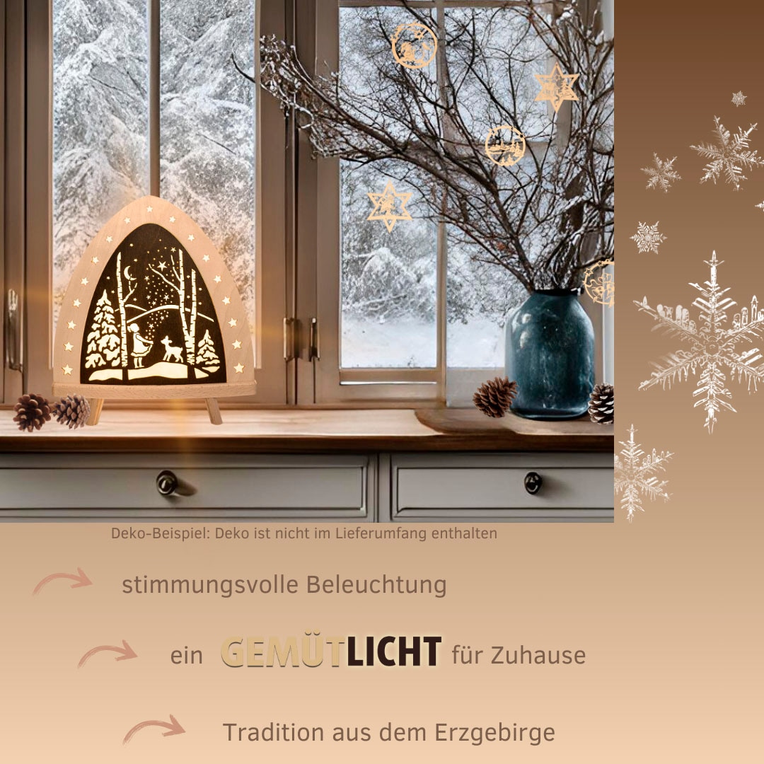 Weigla Lichterbogen »LED Sterntaler, Dekolampe aus Holz, Märchen, NATUR-BRAUN«, Erzgebirge garantiert, Weihnachtsdeko Innen, Weihnachtsbeleuchtung