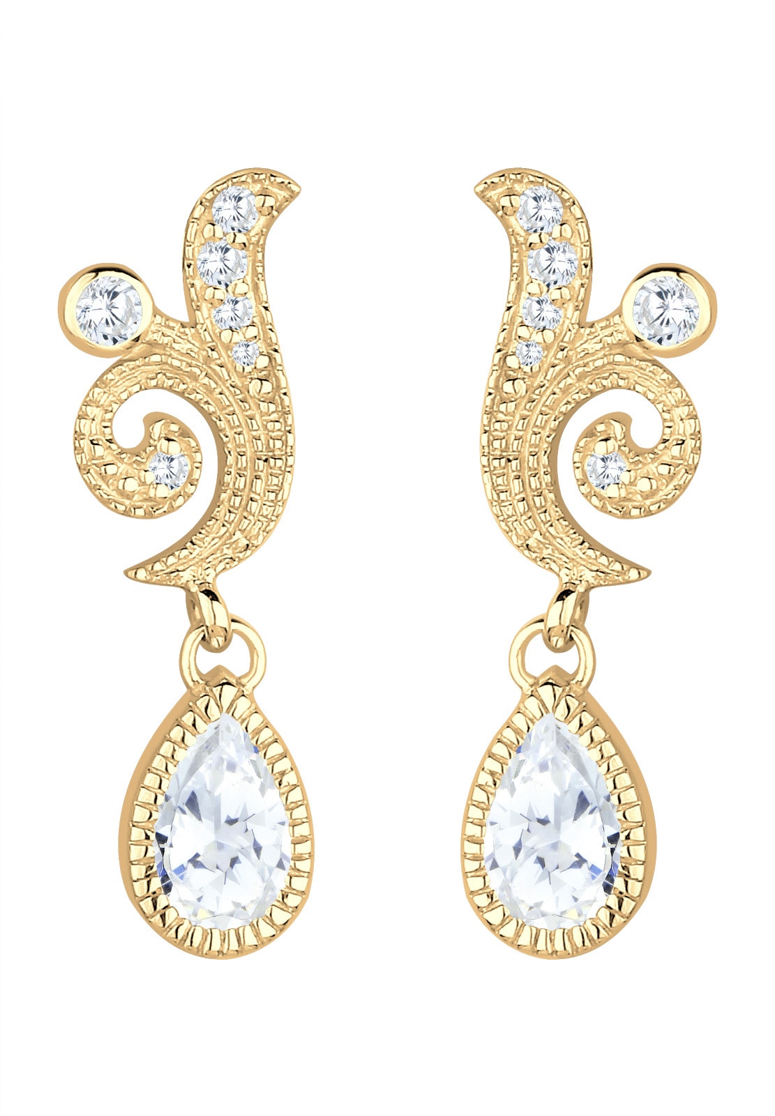 Elli Premium Paar Ohrhänger »Ohrringe Elli PREMIUM Ohrringe Ornament Tropfen Festlich Zirkonia 925 Silber«