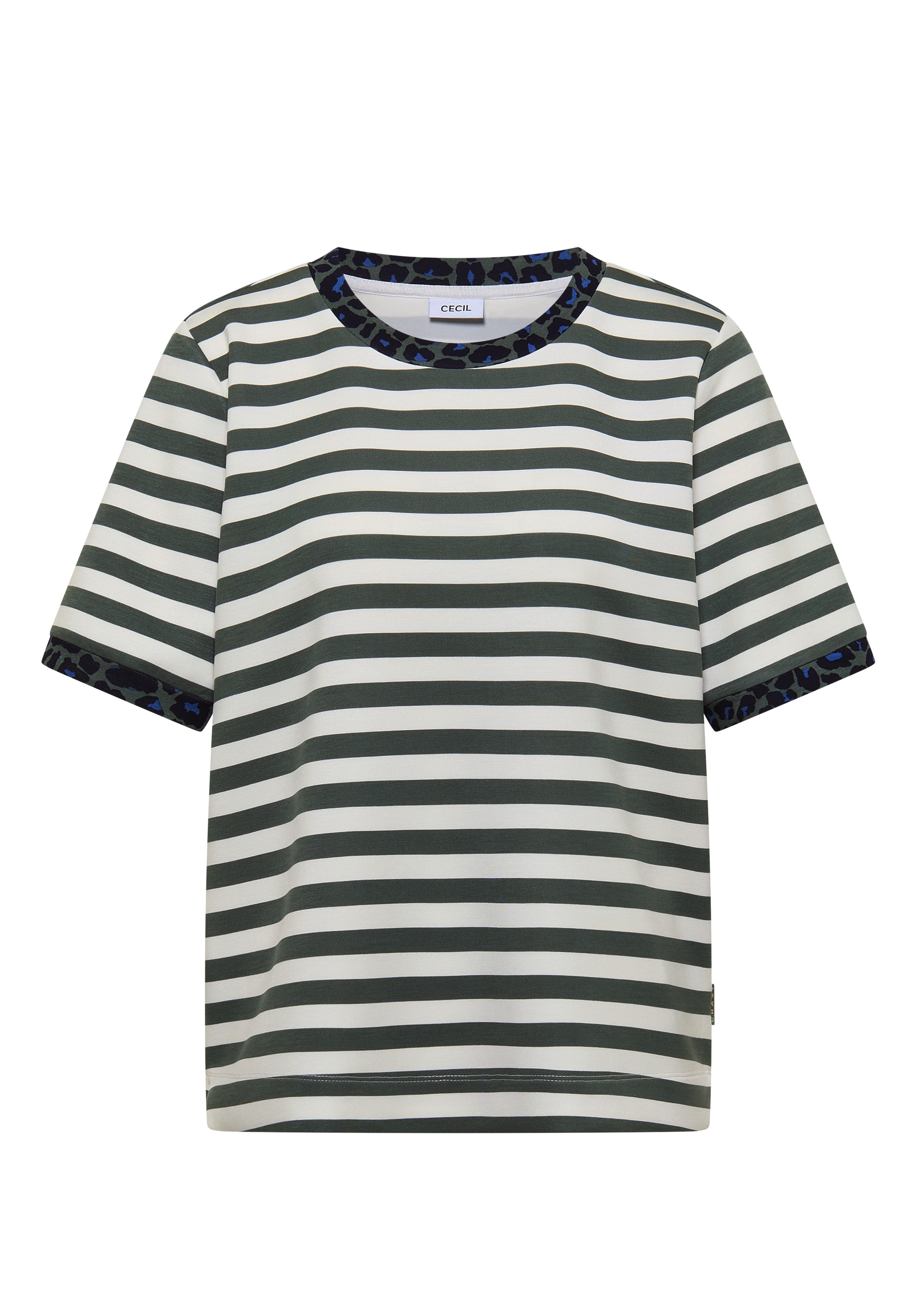 Cecil T-Shirt mit Animal-Print Details, Softer Viskosemix, Rundhals