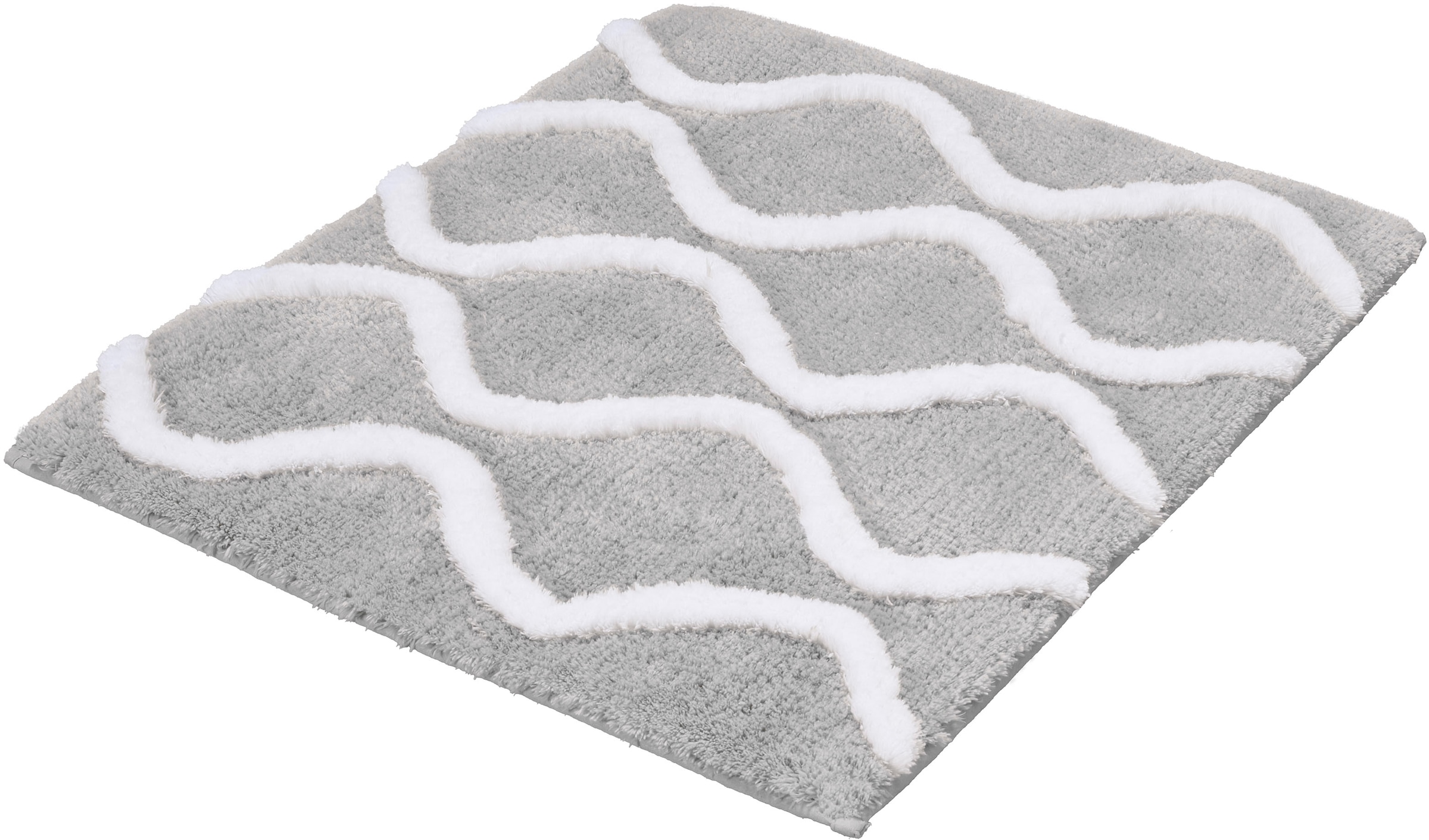 Kleine Wolke Badematte »Piana«, rutschhemmend beschichtet, fußbodenheizungsgeeignet, Badteppich, modernes Wellen 3D-Design